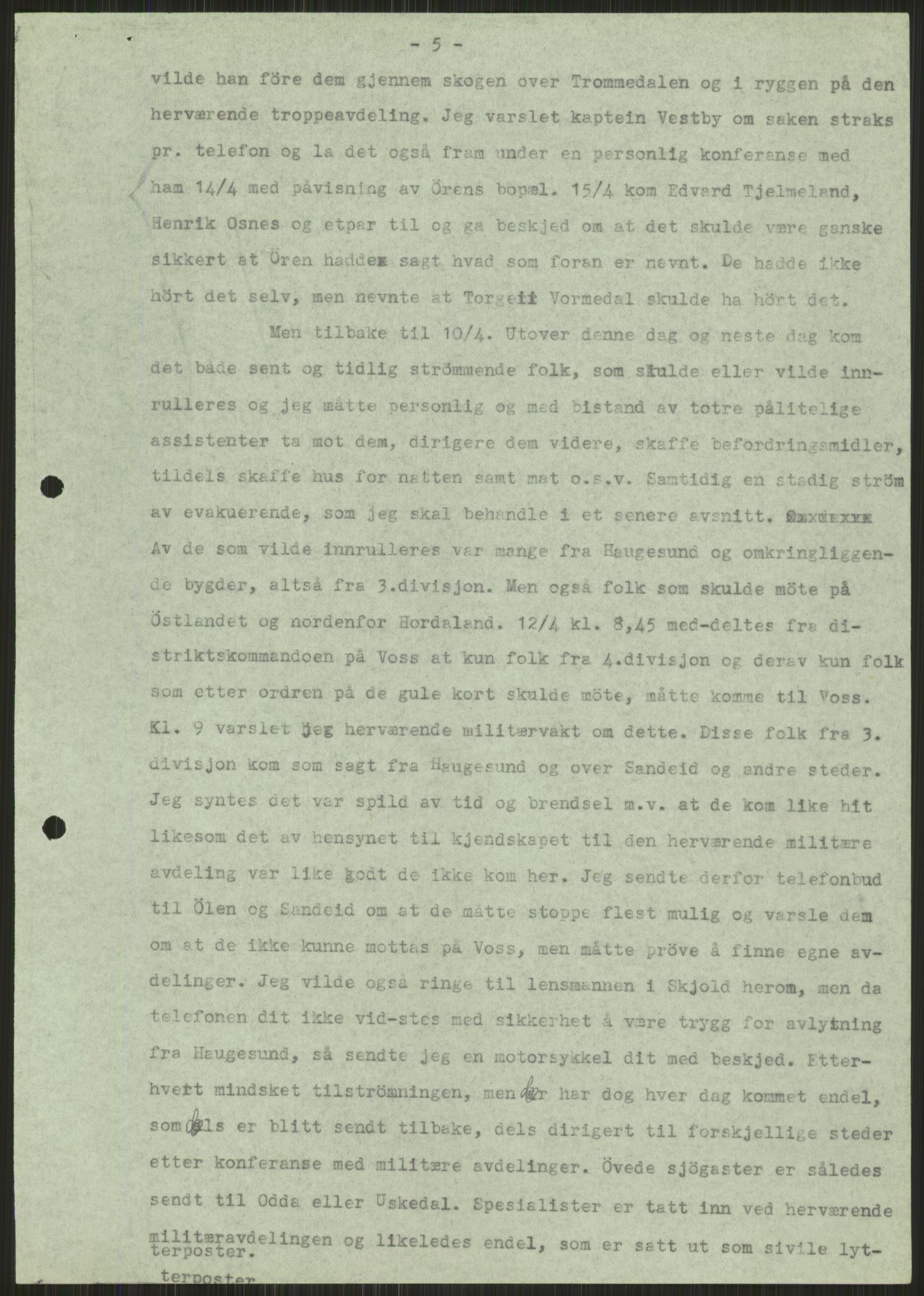 Forsvaret, Forsvarets krigshistoriske avdeling, AV/RA-RAFA-2017/Y/Ya/L0015: II-C-11-31 - Fylkesmenn.  Rapporter om krigsbegivenhetene 1940., 1940, s. 255