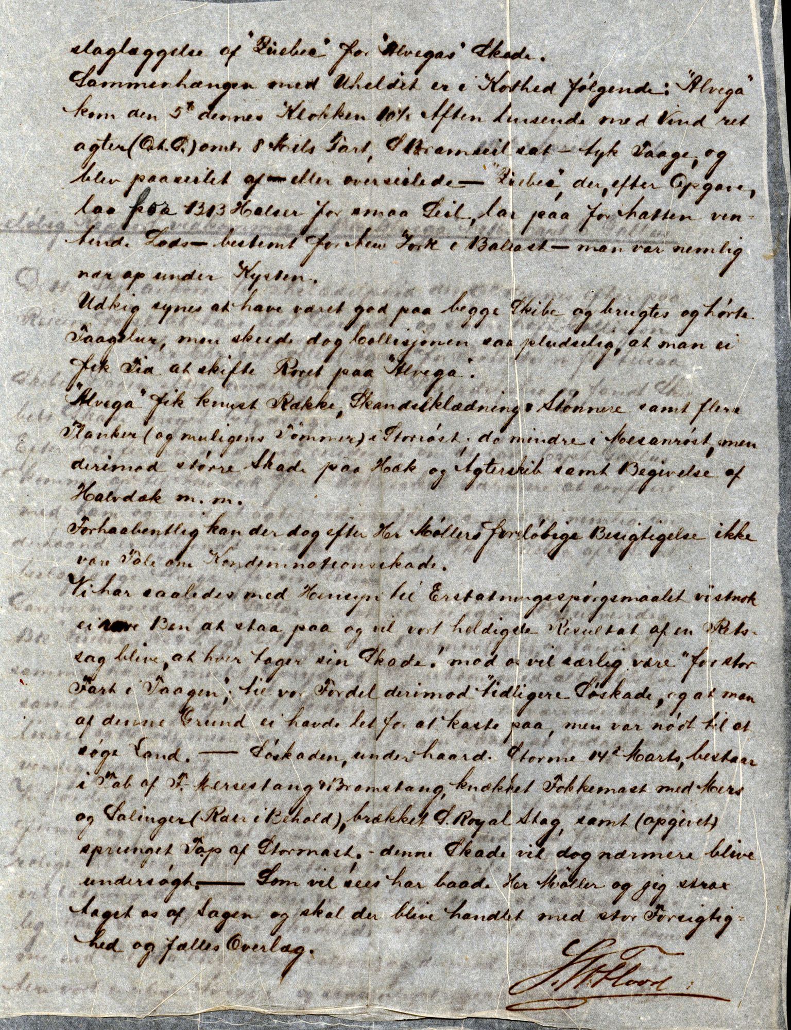 Pa 63 - Østlandske skibsassuranceforening, VEMU/A-1079/G/Ga/L0019/0010: Havaridokumenter / Victoria, Vigor, Cathrine, Brillant, Alvega, Rotvid, 1886, s. 42