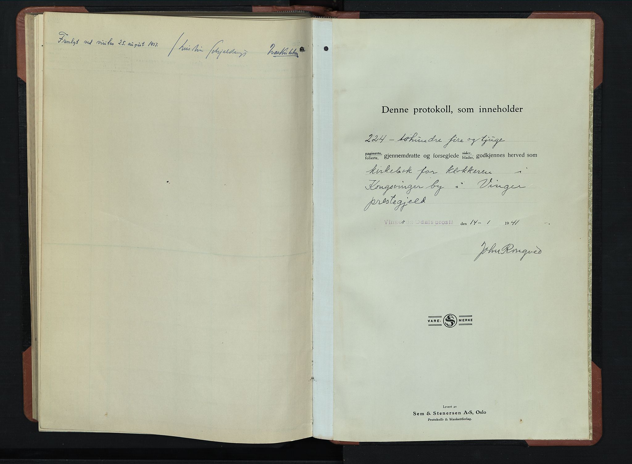 Vinger prestekontor, AV/SAH-PREST-024/H/Ha/Hab/L0008: Klokkerbok nr. 8, 1941-1954