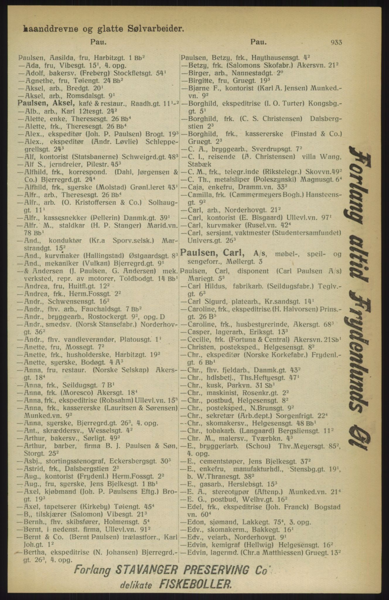 Kristiania/Oslo adressebok, PUBL/-, 1914, s. 933