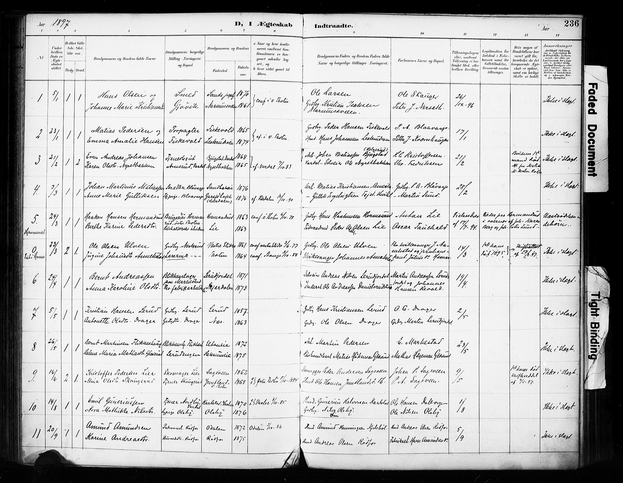 Vestre Toten prestekontor, AV/SAH-PREST-108/H/Ha/Haa/L0011: Ministerialbok nr. 11, 1895-1906, s. 236