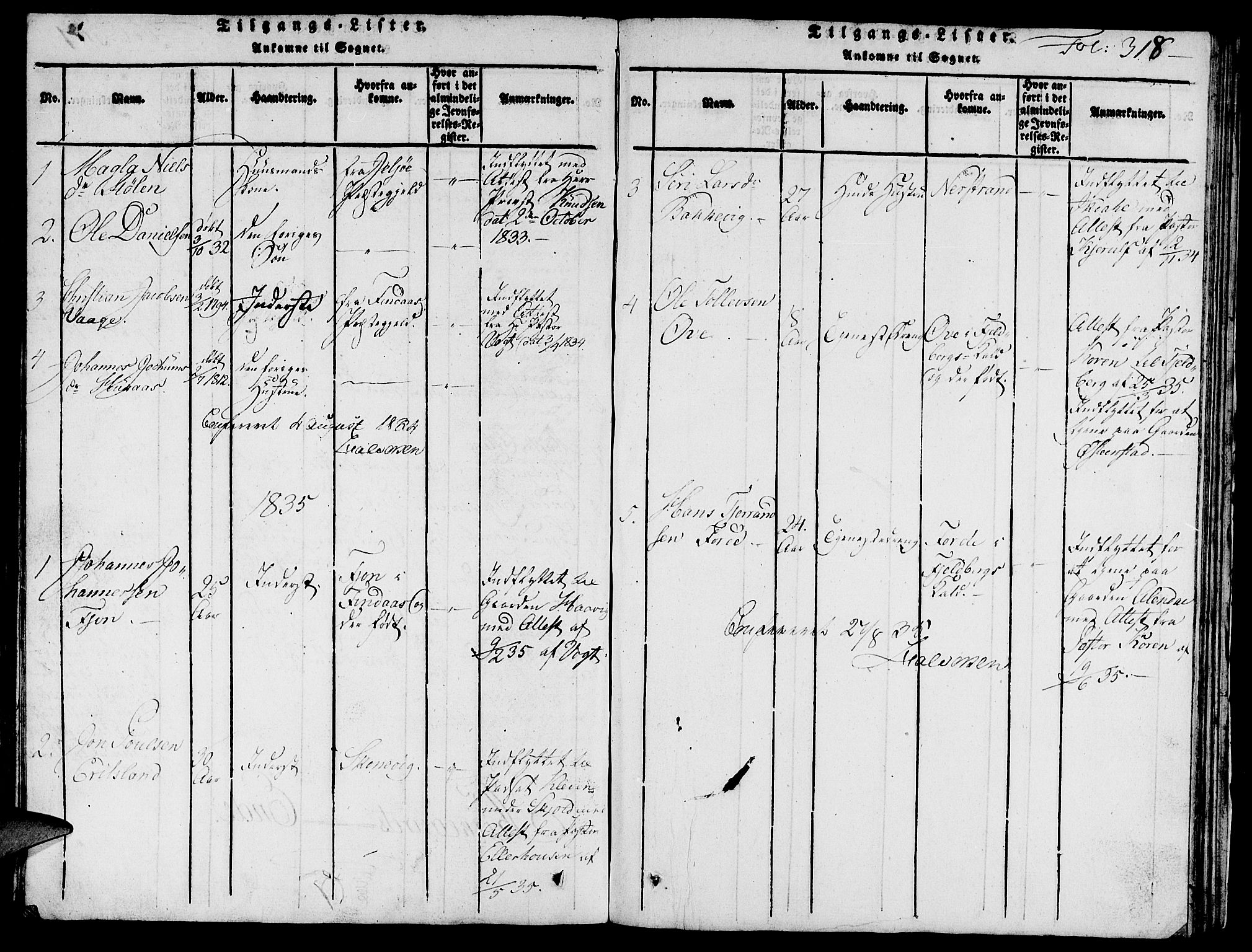 Skjold sokneprestkontor, AV/SAST-A-101847/H/Ha/Hab/L0001: Klokkerbok nr. B 1, 1815-1835, s. 318