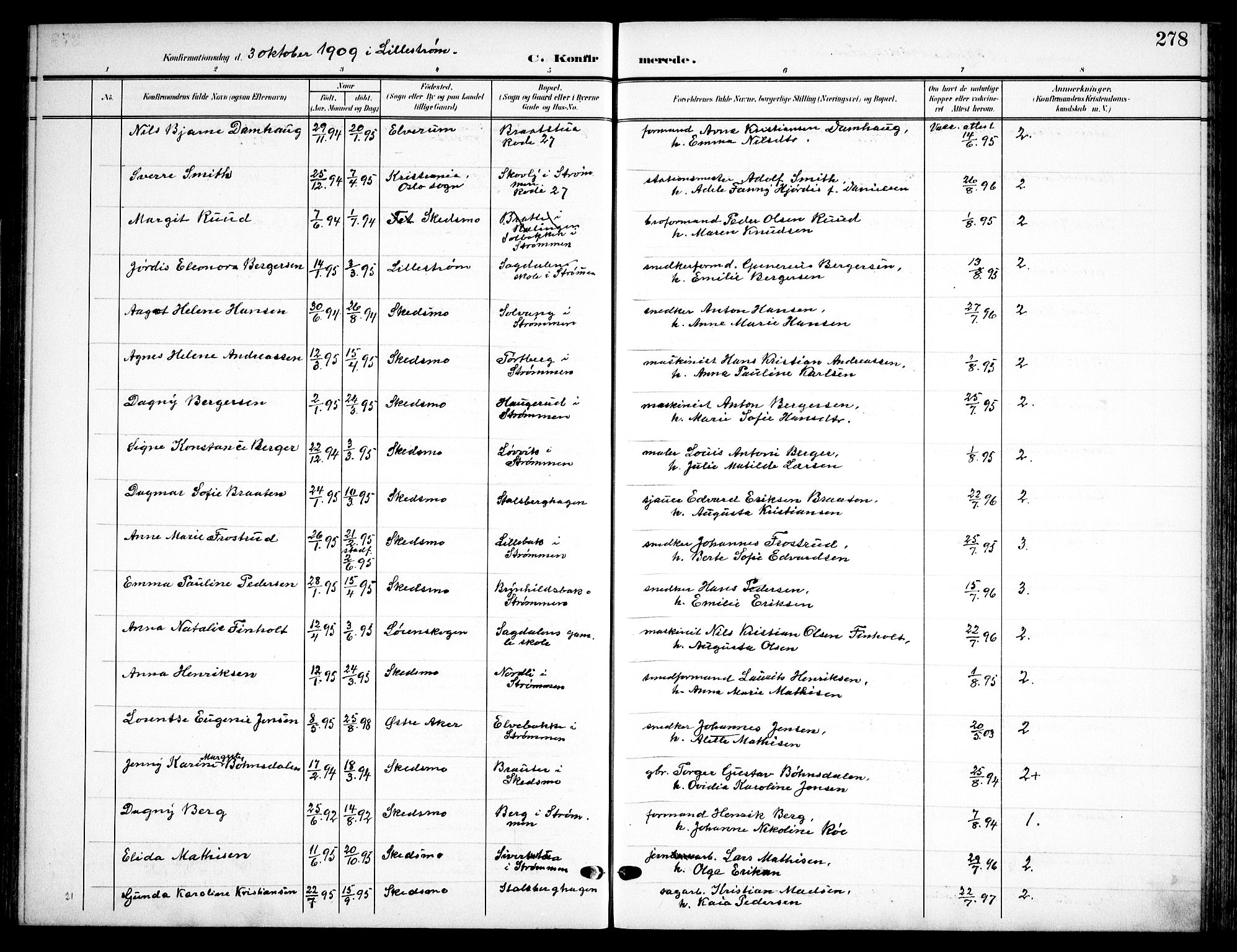 Skedsmo prestekontor Kirkebøker, AV/SAO-A-10033a/F/Fa/L0015: Ministerialbok nr. I 15, 1902-1917, s. 278