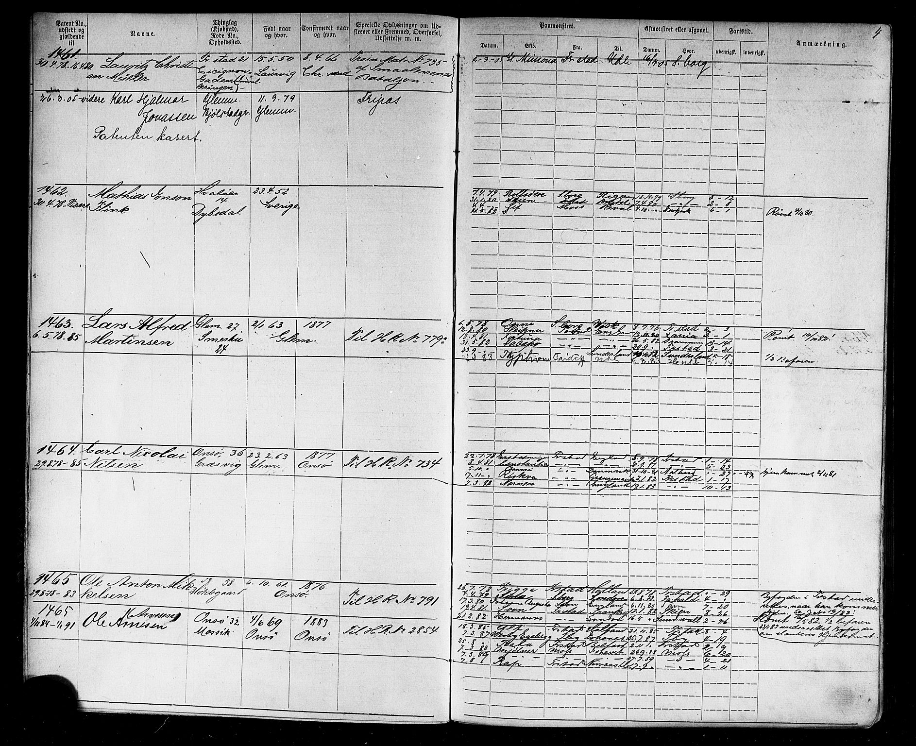 Fredrikstad mønstringskontor, AV/SAO-A-10569b/F/Fc/Fca/L0004: Annotasjonsrulle, 1885-1893, s. 6