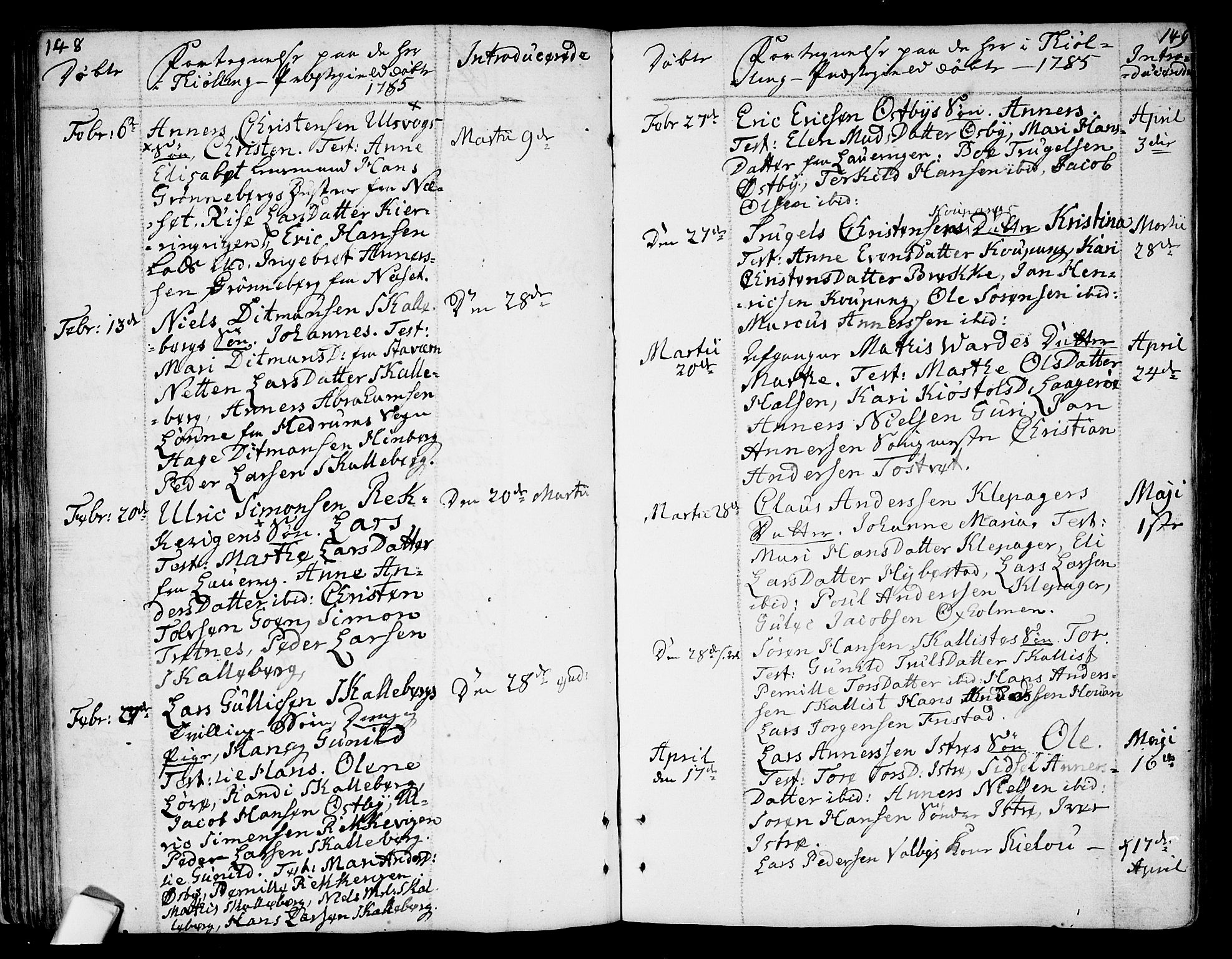 Tjølling kirkebøker, SAKO/A-60/F/Fa/L0004: Ministerialbok nr. 4, 1779-1817, s. 148-149