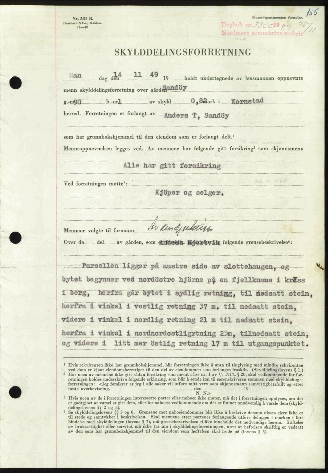 Nordmøre sorenskriveri, AV/SAT-A-4132/1/2/2Ca: Pantebok nr. A113, 1949-1950, Dagboknr: 3300/1949