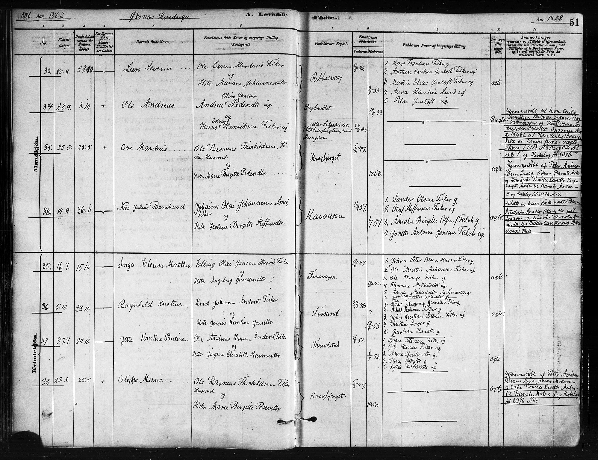 Ministerialprotokoller, klokkerbøker og fødselsregistre - Nordland, AV/SAT-A-1459/893/L1335: Ministerialbok nr. 893A08 /1, 1878-1884, s. 51