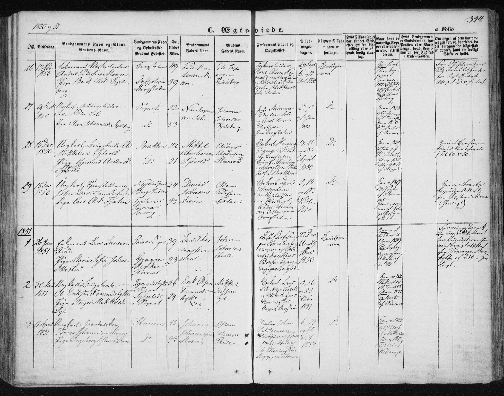Ministerialprotokoller, klokkerbøker og fødselsregistre - Sør-Trøndelag, SAT/A-1456/681/L0931: Ministerialbok nr. 681A09, 1845-1859, s. 324
