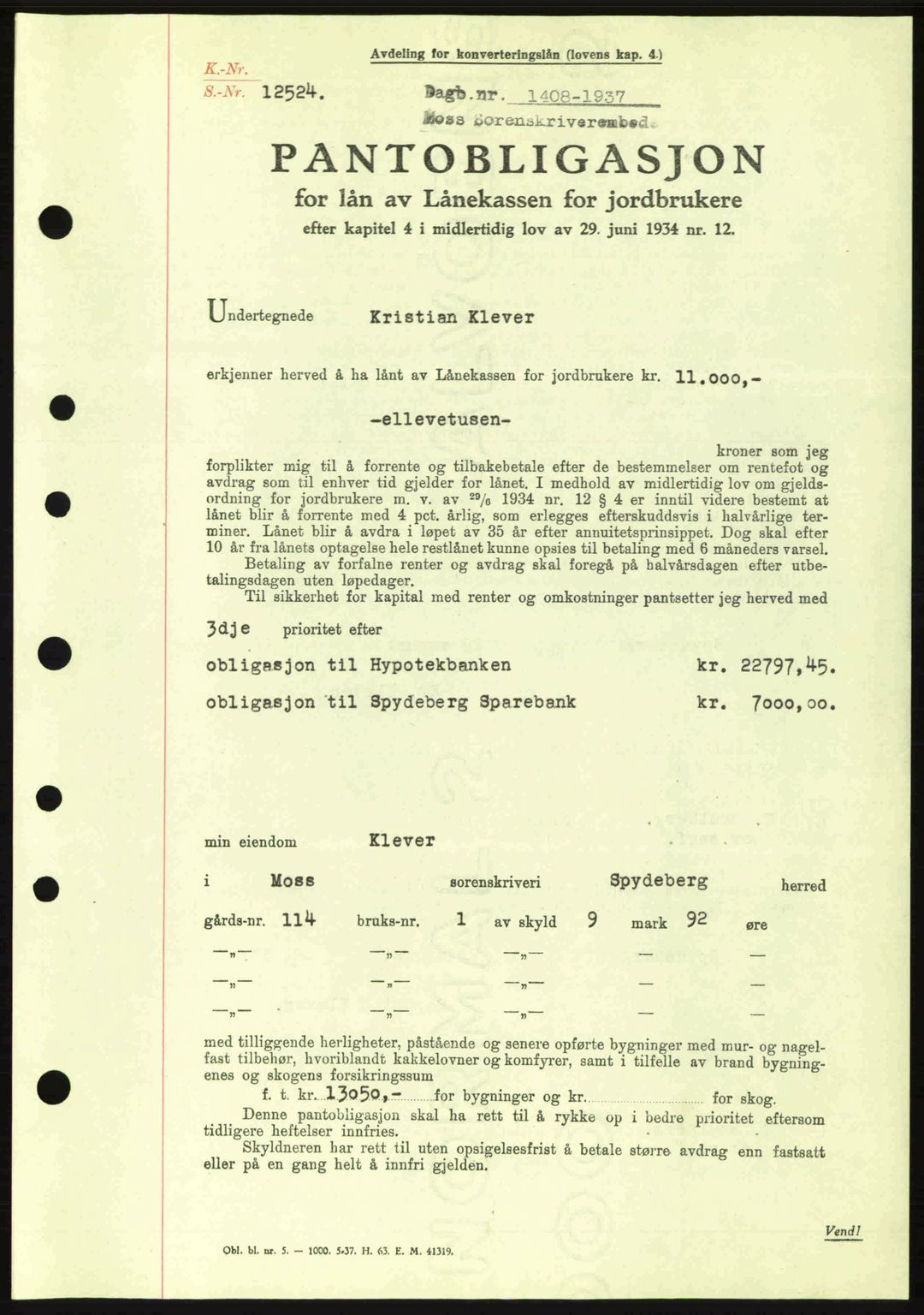 Moss sorenskriveri, SAO/A-10168: Pantebok nr. B4, 1937-1938, Dagboknr: 1408/1937