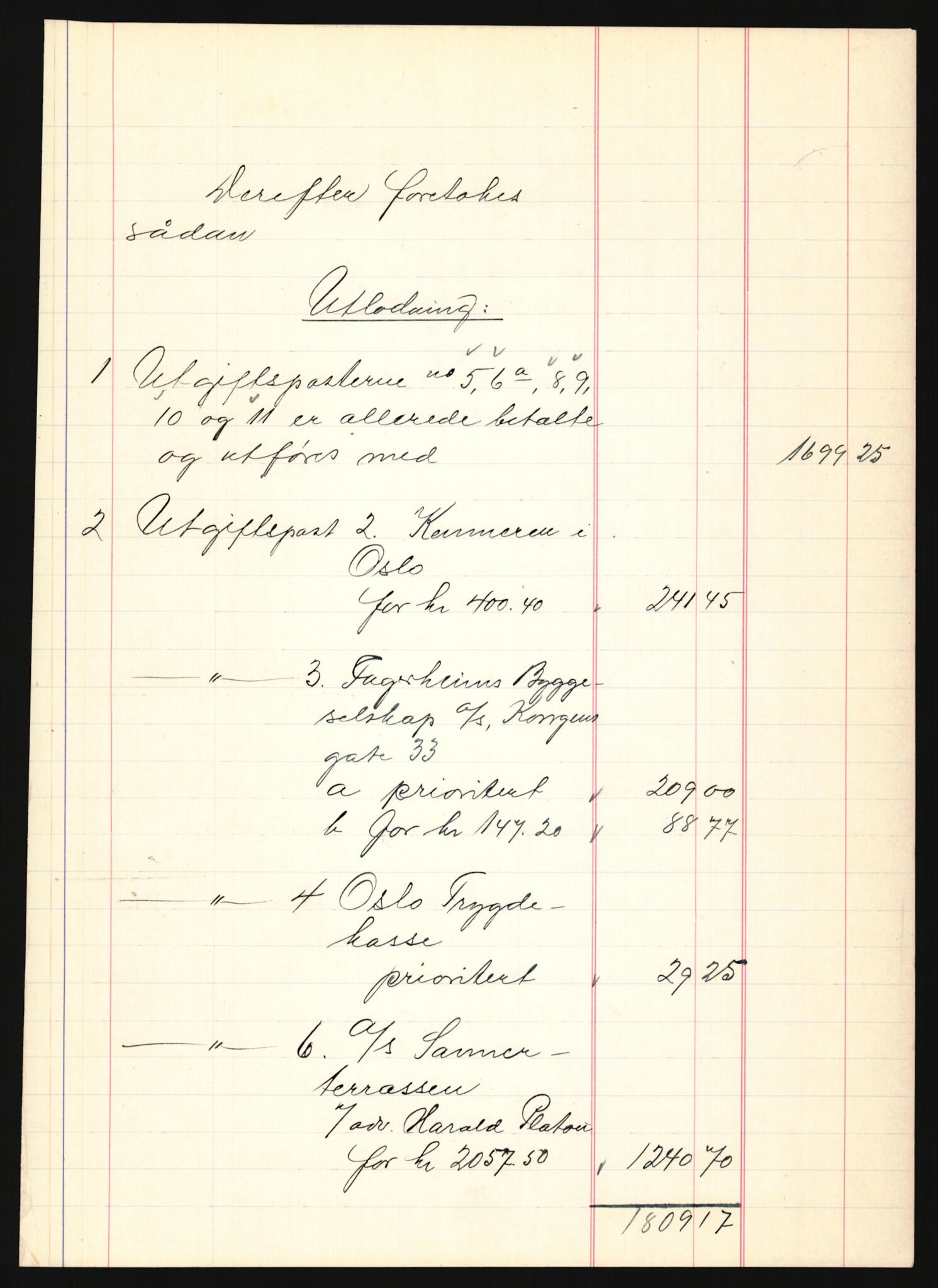 Oslo skifterett, AV/SAO-A-10383/H/Hd/Hdb/L0049: Skifteutlodningsprotokoll - avd. I, 1942