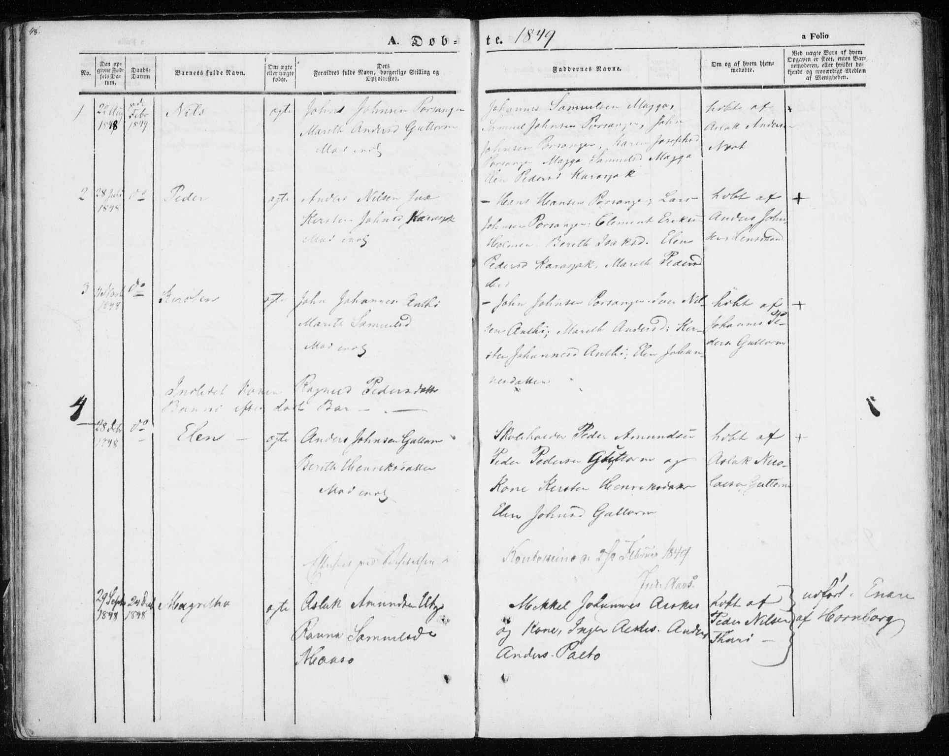 Kistrand/Porsanger sokneprestembete, AV/SATØ-S-1351/H/Ha/L0012.kirke: Ministerialbok nr. 12, 1843-1871, s. 48-49