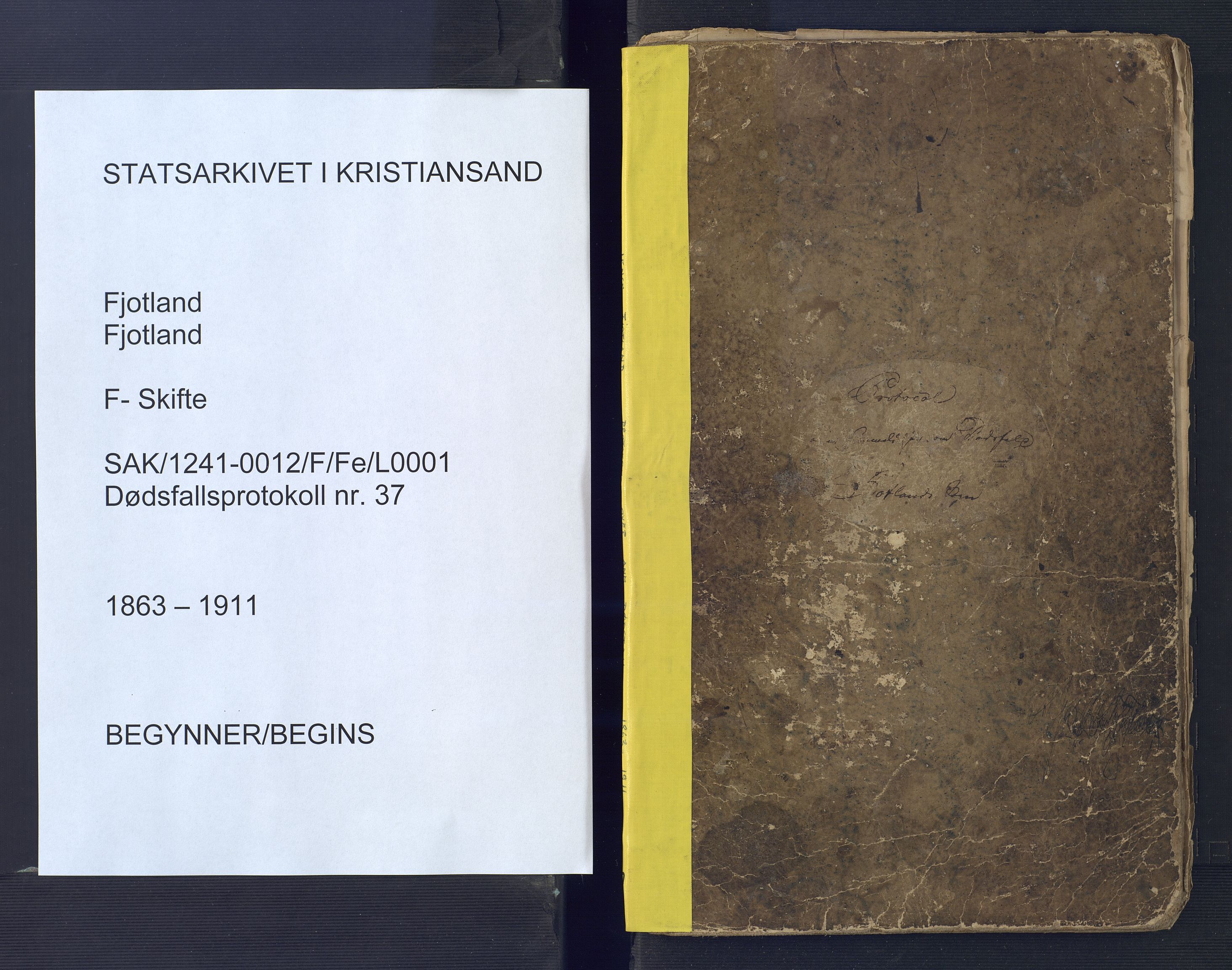 Fjotland lensmannskontor, SAK/1241-0012/F/Fe/L0001: Anmeldte dødsfall nr 37, 1863-1911