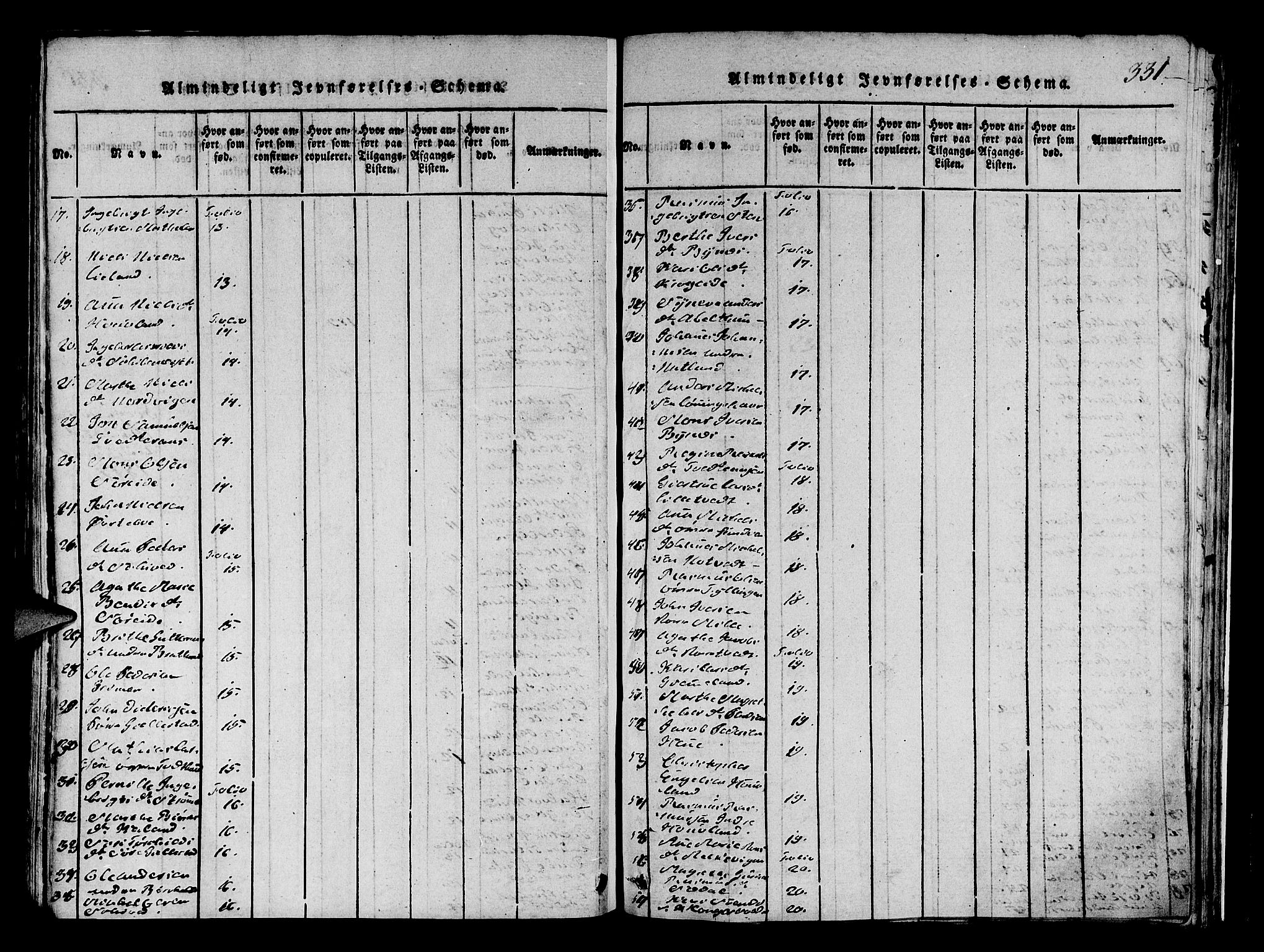 Fana Sokneprestembete, AV/SAB-A-75101/H/Hab/Haba/L0001: Klokkerbok nr. A 1, 1816-1836, s. 331