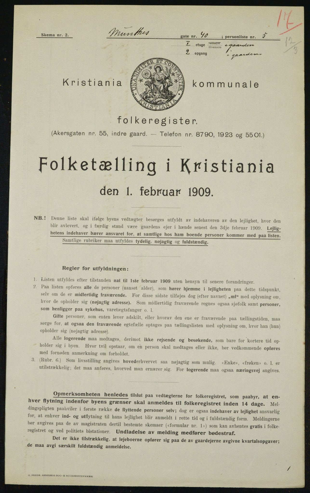 OBA, Kommunal folketelling 1.2.1909 for Kristiania kjøpstad, 1909, s. 61683