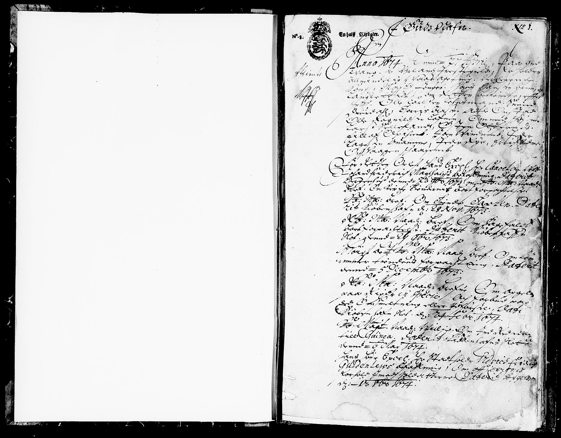 Ytre Sogn tingrett, SAB/A-2601/1/F/Fa/L0010: Tingbok (justisprotokoll), 1674, s. 0b-1a