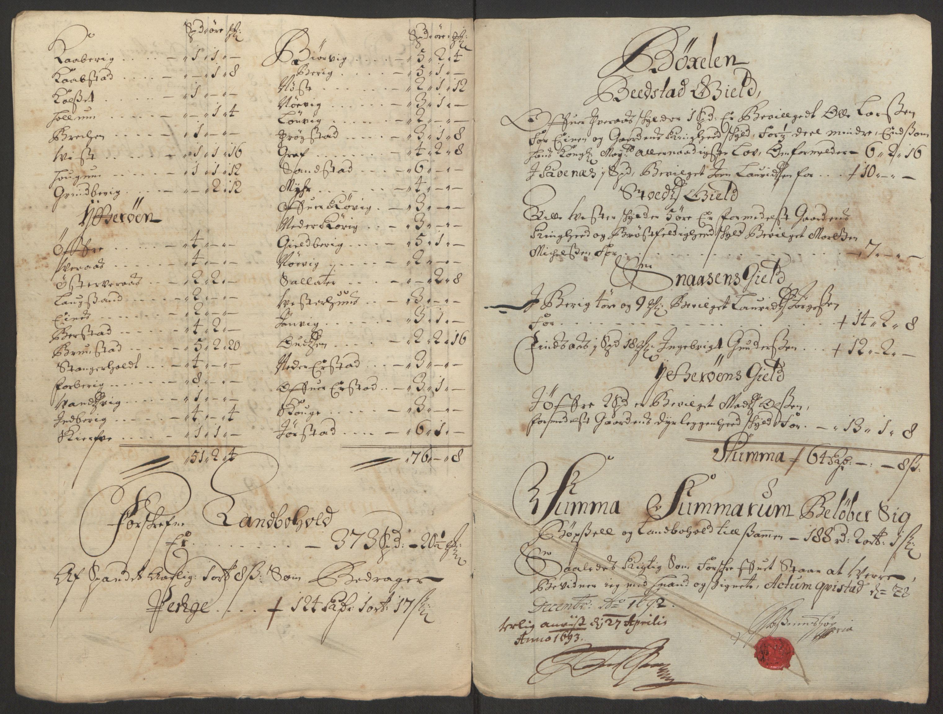 Rentekammeret inntil 1814, Reviderte regnskaper, Fogderegnskap, AV/RA-EA-4092/R63/L4308: Fogderegnskap Inderøy, 1692-1694, s. 195