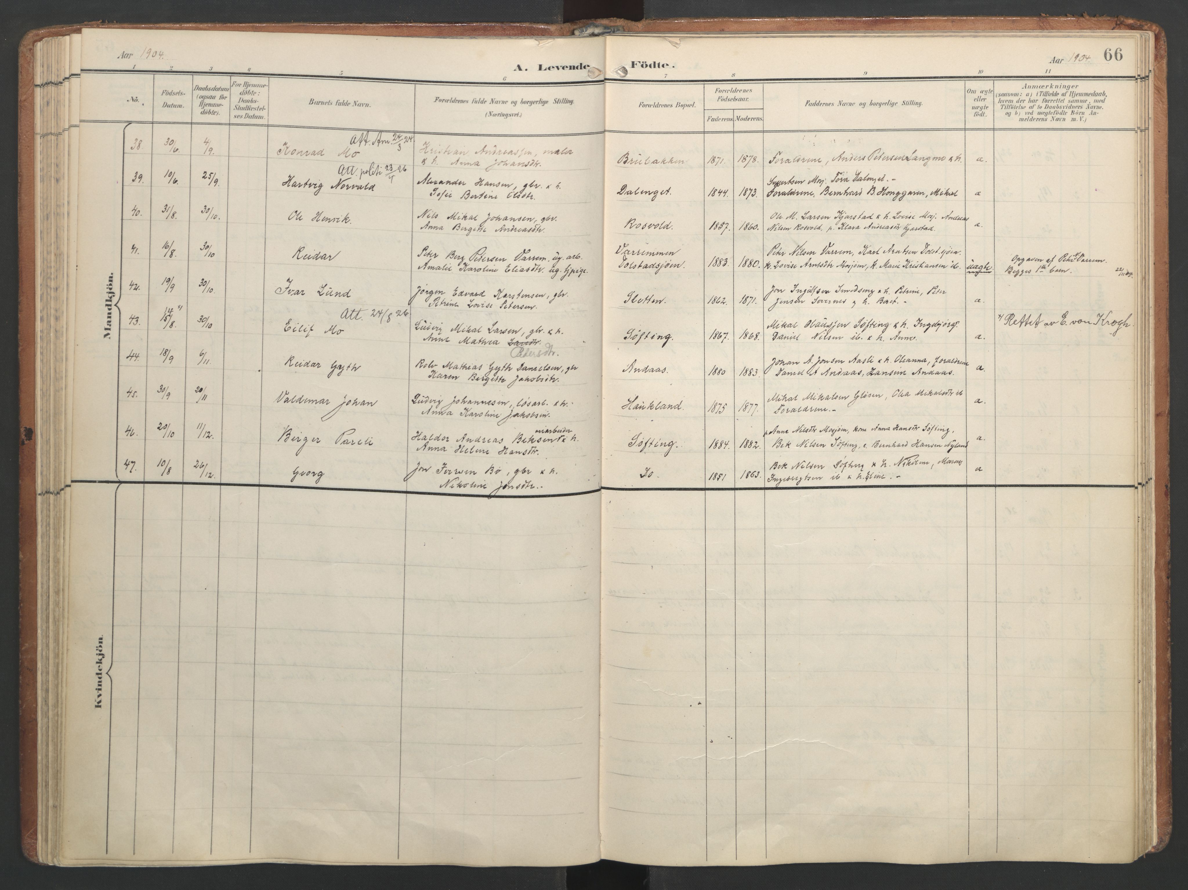 Ministerialprotokoller, klokkerbøker og fødselsregistre - Nordland, AV/SAT-A-1459/820/L0297: Ministerialbok nr. 820A18, 1897-1917, s. 66