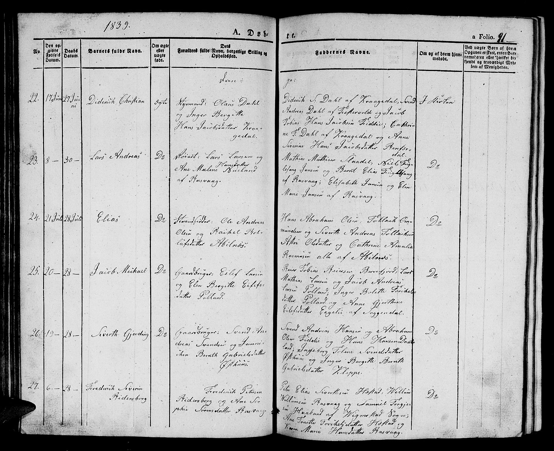 Flekkefjord sokneprestkontor, AV/SAK-1111-0012/F/Fb/Fbb/L0002: Klokkerbok nr. B 2a, 1831-1866, s. 91
