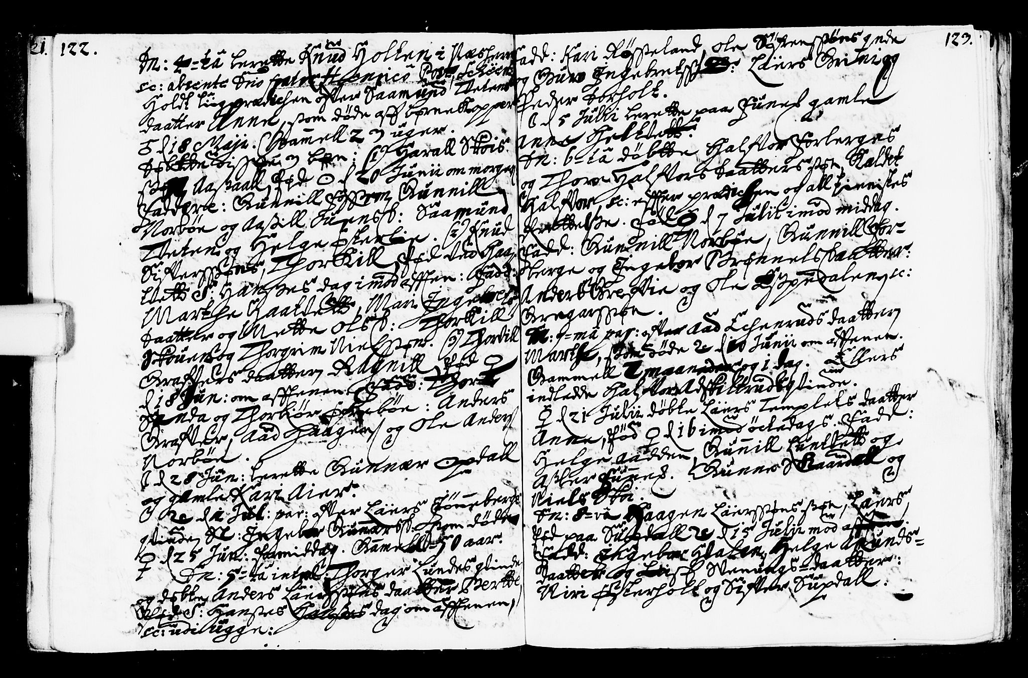 Bø kirkebøker, AV/SAKO-A-257/F/Fa/L0001: Ministerialbok nr. 1, 1689-1699, s. 122-123