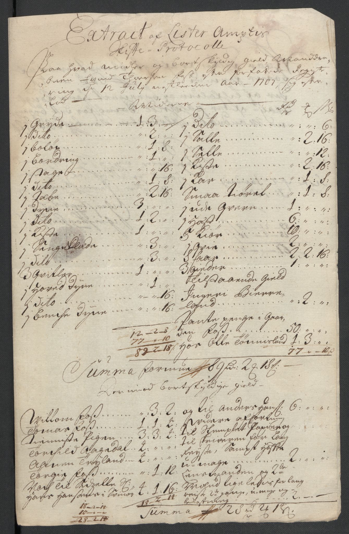 Rentekammeret inntil 1814, Reviderte regnskaper, Fogderegnskap, RA/EA-4092/R43/L2551: Fogderegnskap Lista og Mandal, 1705-1709, s. 429