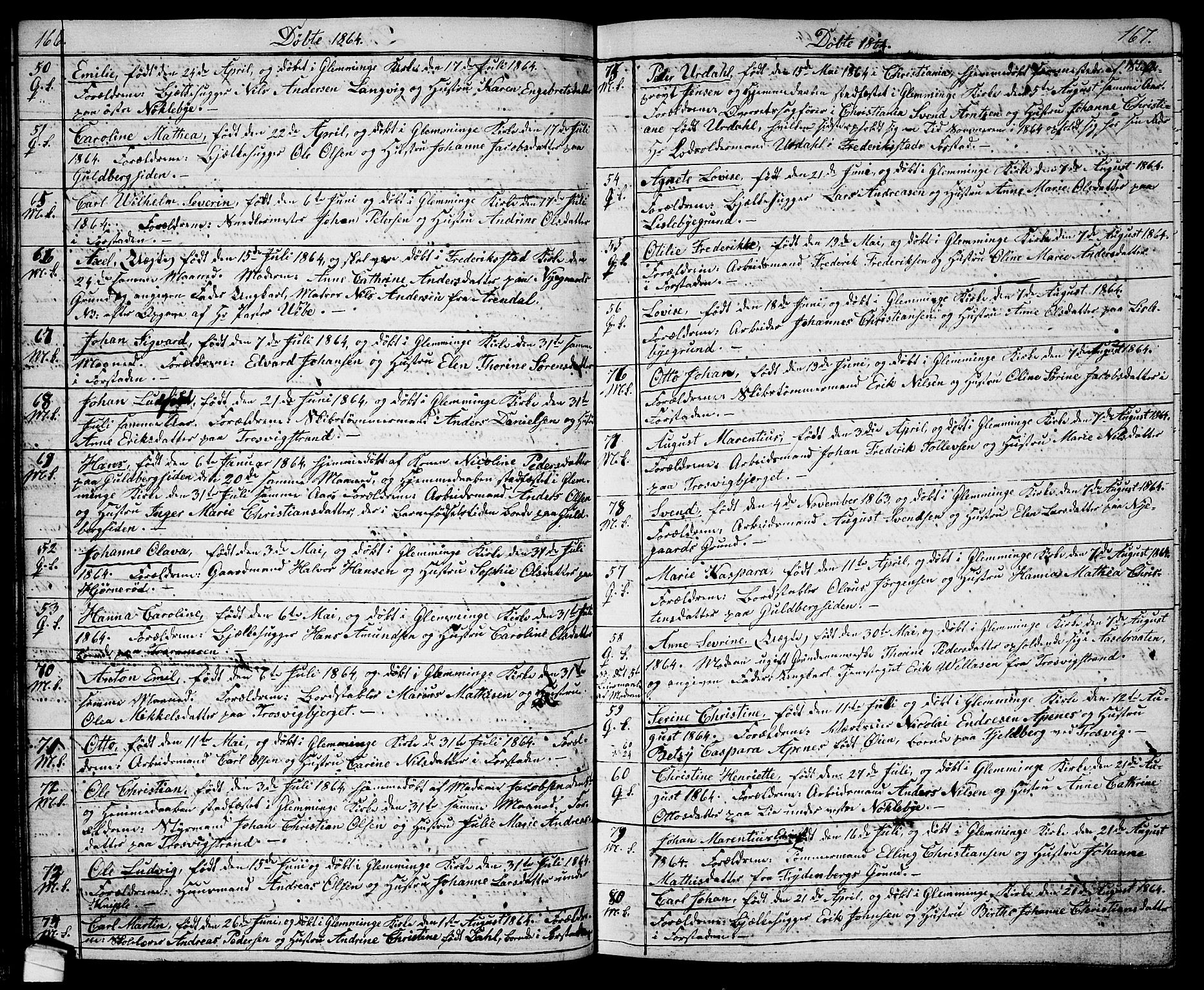 Glemmen prestekontor Kirkebøker, AV/SAO-A-10908/G/Ga/L0003: Klokkerbok nr. 3, 1852-1866, s. 166-167