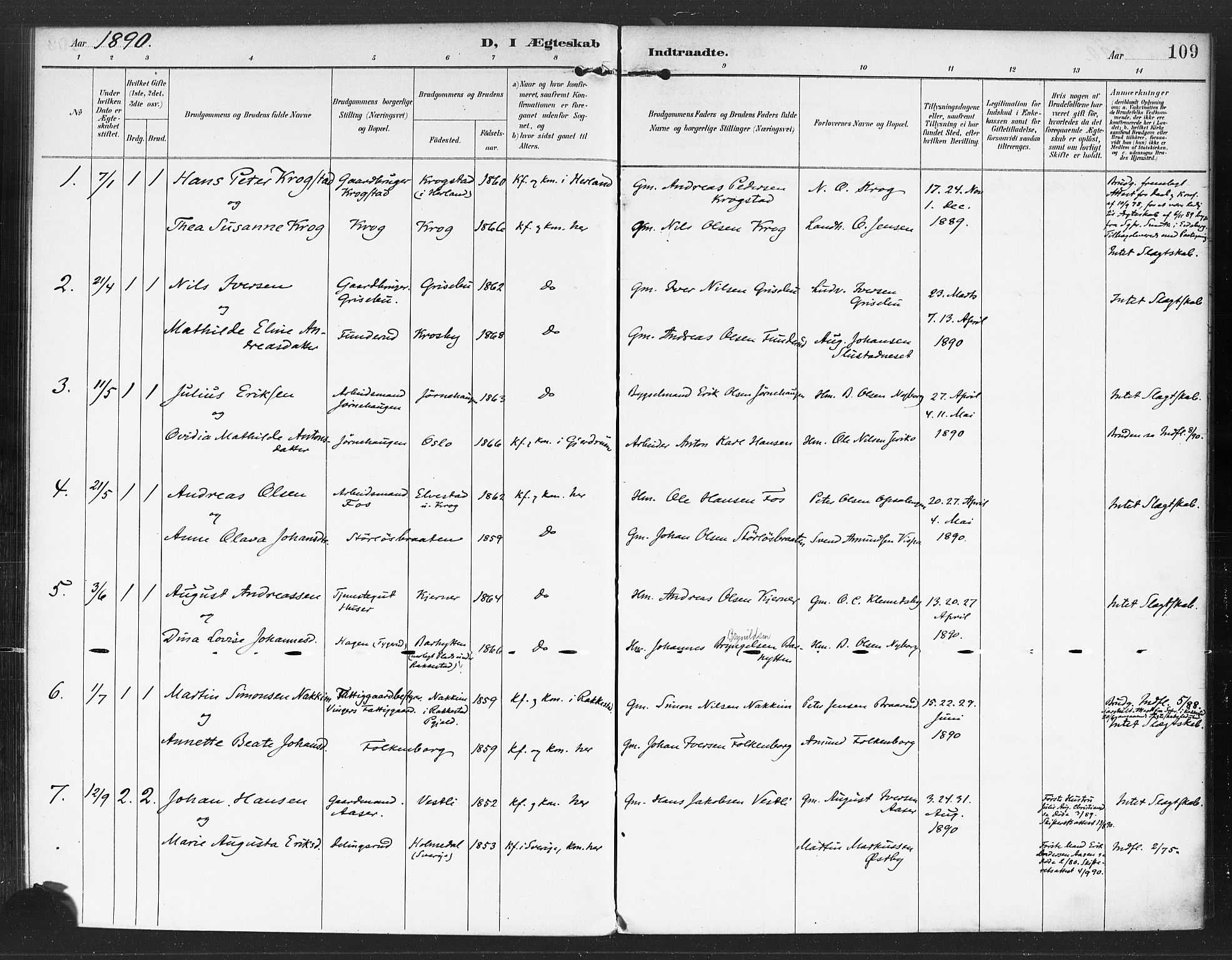 Rødenes prestekontor Kirkebøker, AV/SAO-A-2005/F/Fa/L0010: Ministerialbok nr. I 10, 1890-1900, s. 109