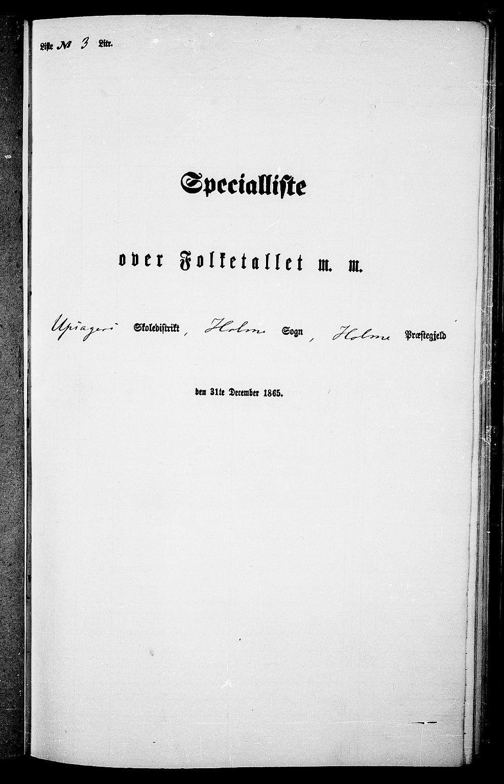 RA, Folketelling 1865 for 1020P Holum prestegjeld, 1865, s. 49