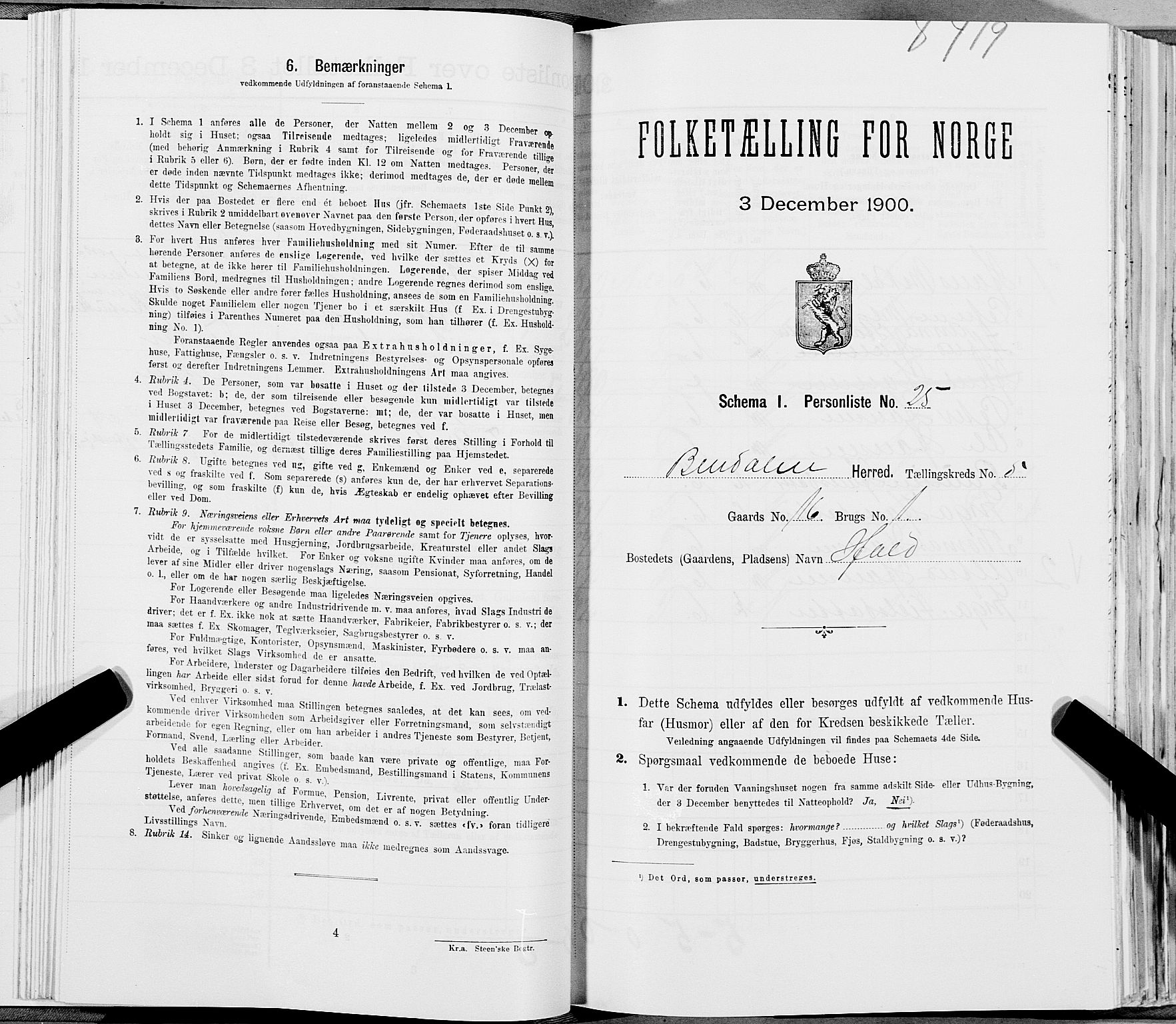 SAT, Folketelling 1900 for 1811 Bindal herred, 1900, s. 813
