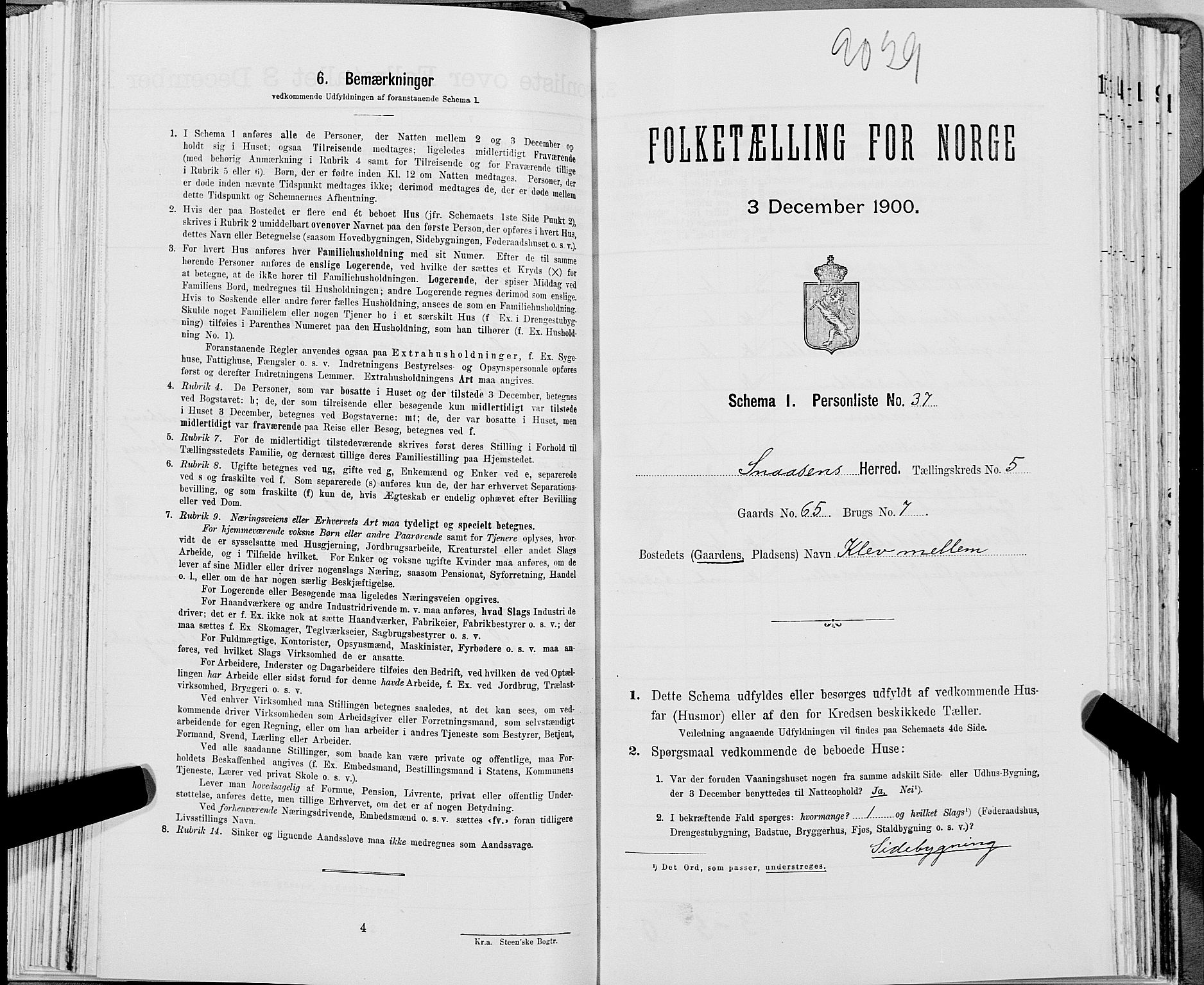 SAT, Folketelling 1900 for 1736 Snåsa herred, 1900, s. 1235