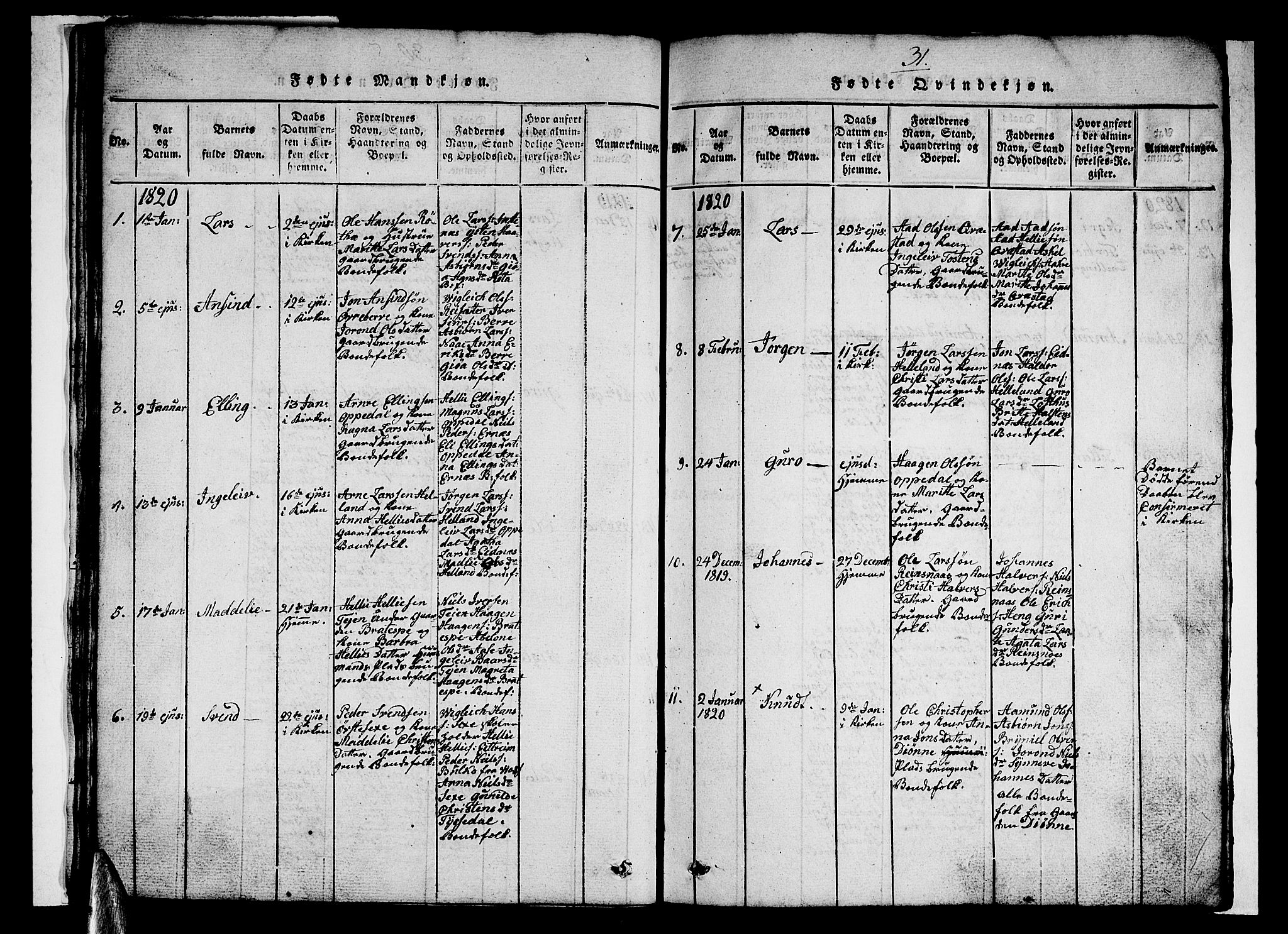 Ullensvang sokneprestembete, SAB/A-78701/H/Hab: Klokkerbok nr. A 3, 1817-1825, s. 31