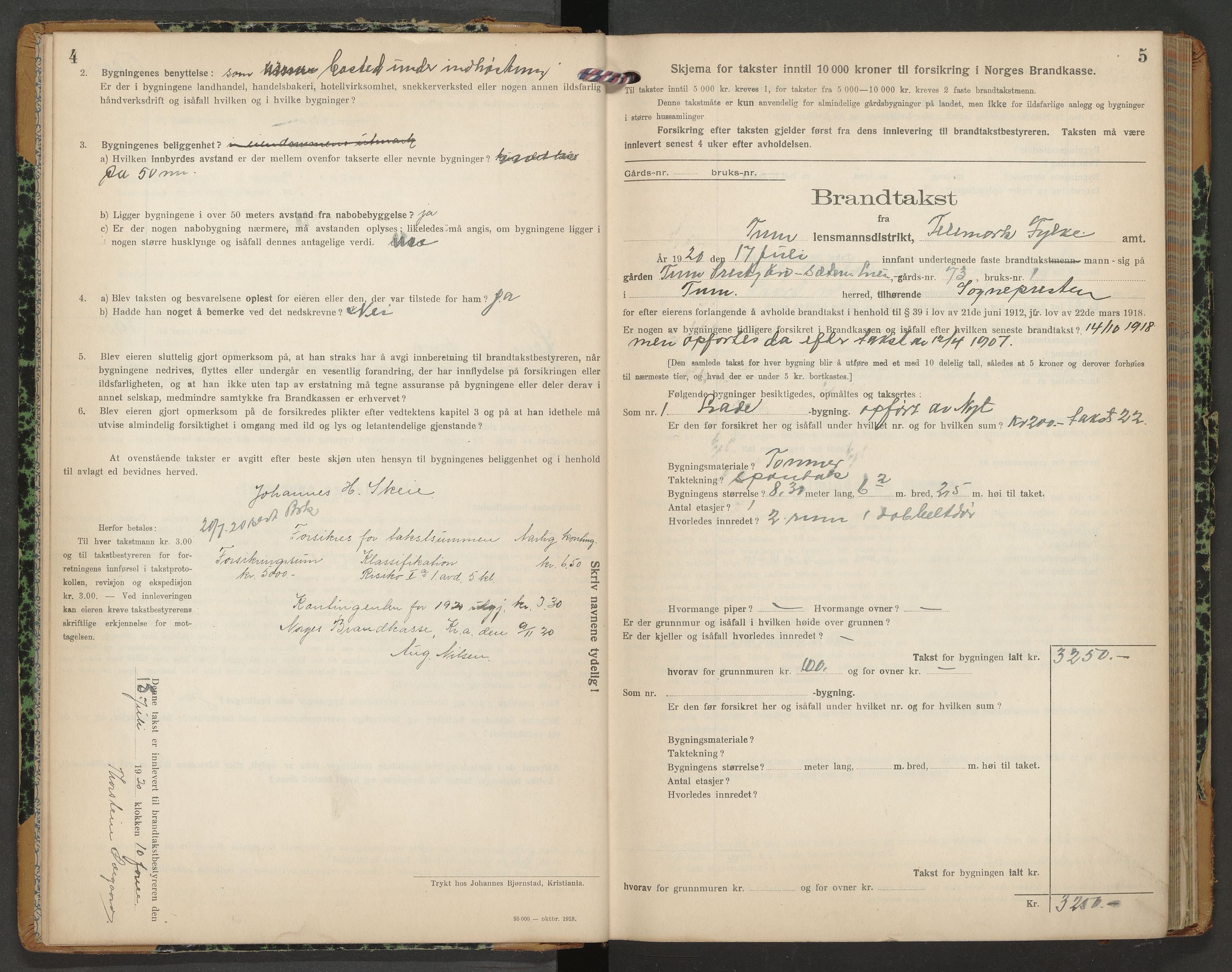 Tinn lensmannskontor, AV/SAKO-A-576/Y/Yc/Ycb/L0004: Skjematakstprotokoll, 1920-1931