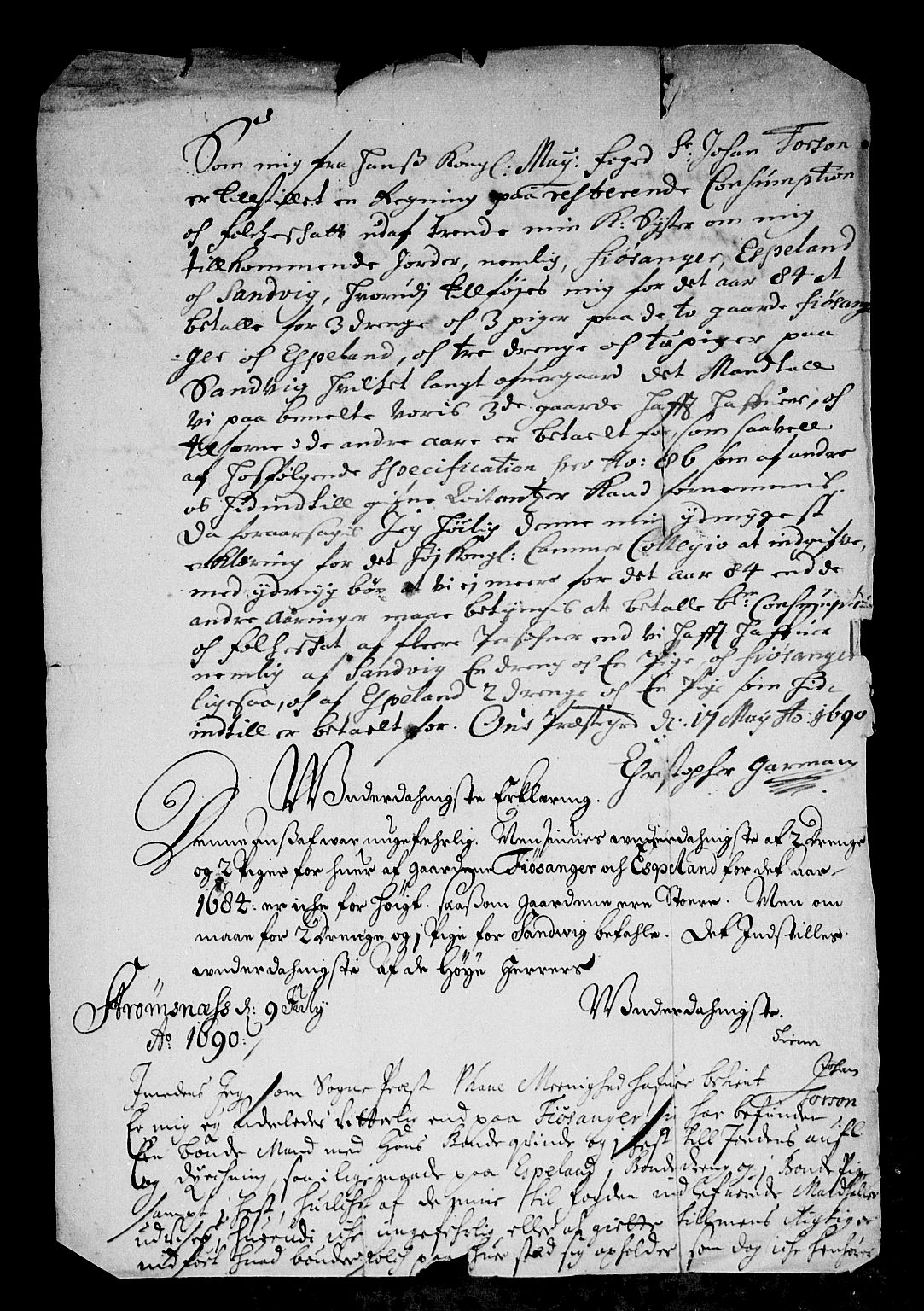 Rentekammeret inntil 1814, Reviderte regnskaper, Stiftamtstueregnskaper, Bergen stiftamt, AV/RA-EA-6043/R/Rc/L0094: Bergen stiftamt, 1690