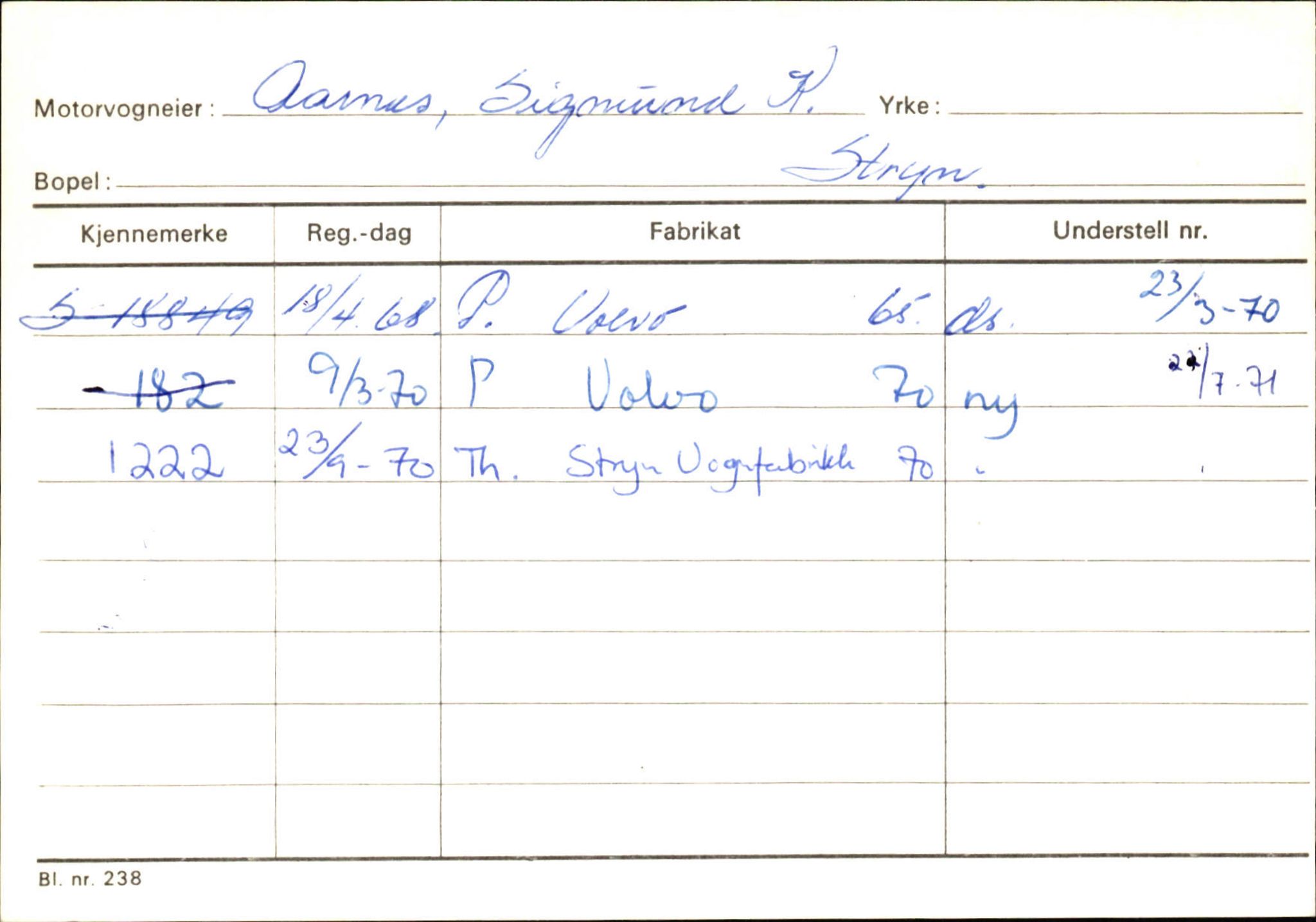 Statens vegvesen, Sogn og Fjordane vegkontor, AV/SAB-A-5301/4/F/L0131: Eigarregister Høyanger P-Å. Stryn S-Å, 1945-1975, s. 2583