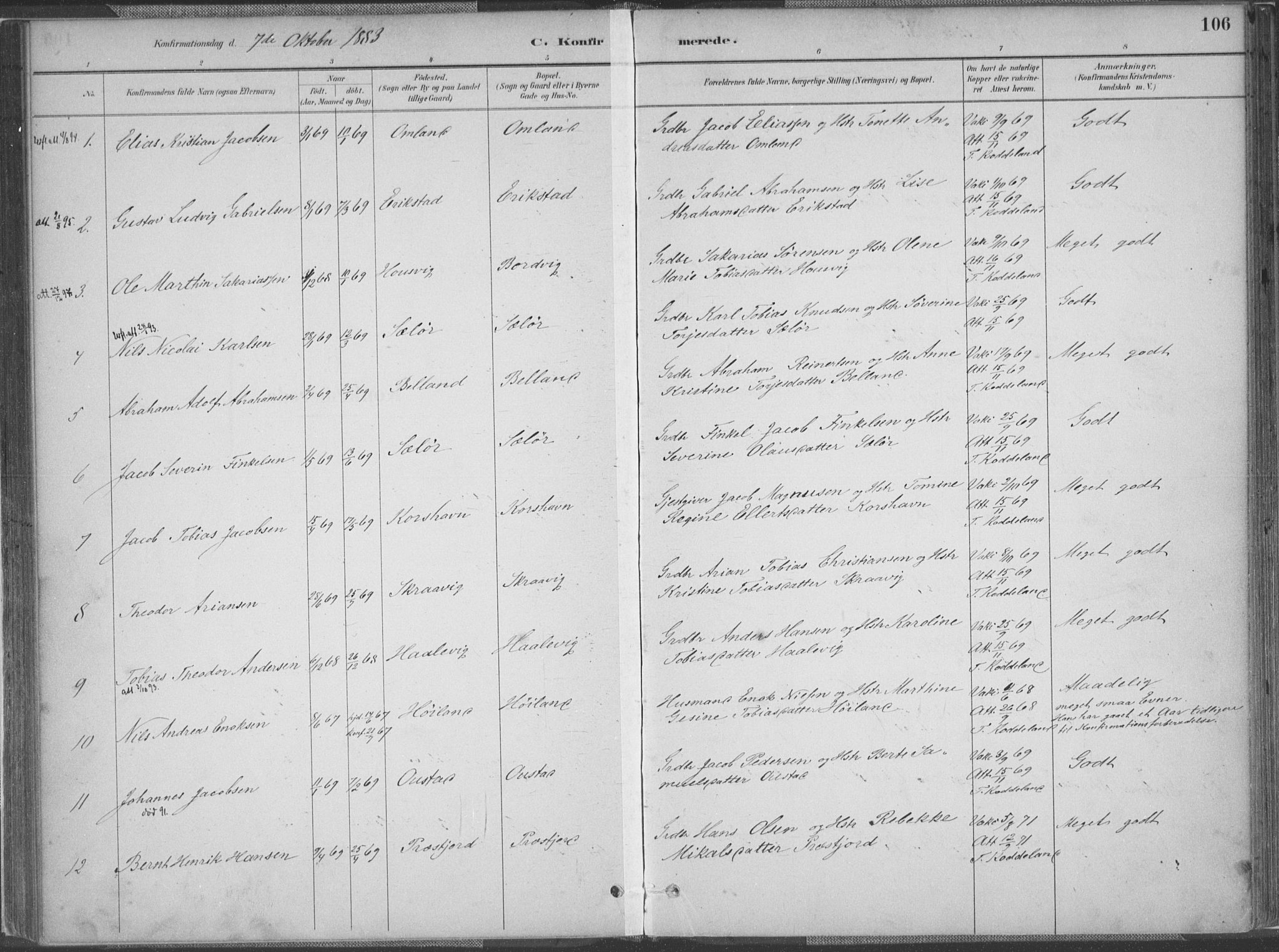 Lyngdal sokneprestkontor, AV/SAK-1111-0029/F/Fa/Faa/L0004: Ministerialbok nr. A 4, 1883-1904, s. 106