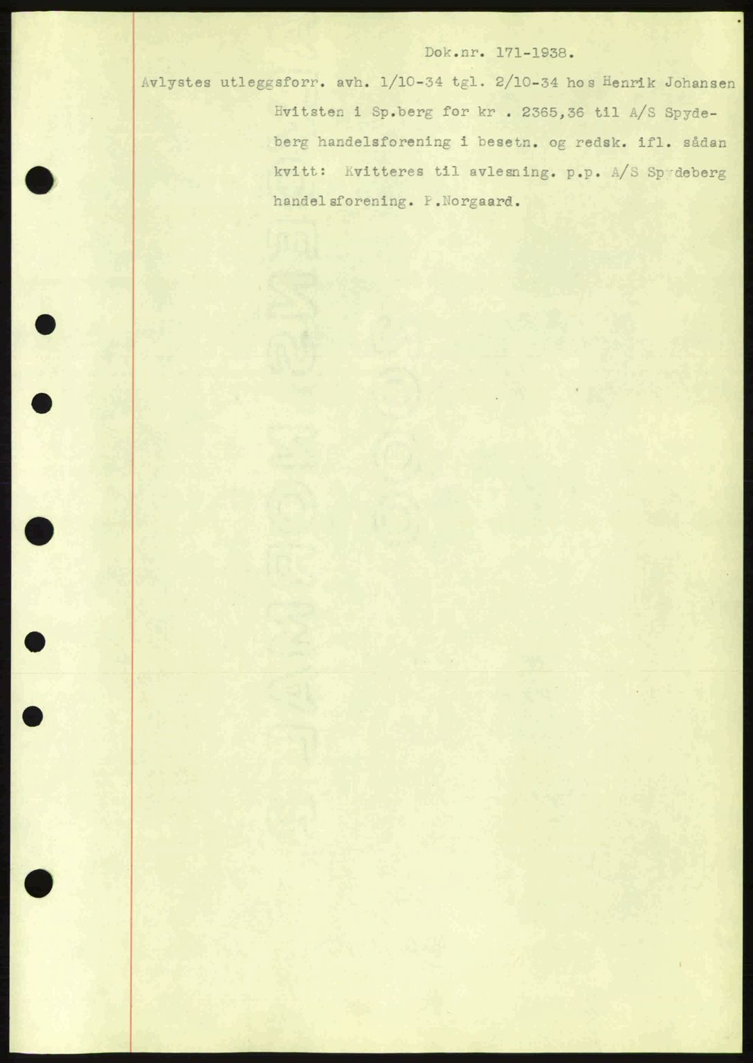 Moss sorenskriveri, SAO/A-10168: Pantebok nr. B4, 1937-1938, Dagboknr: 171/1938