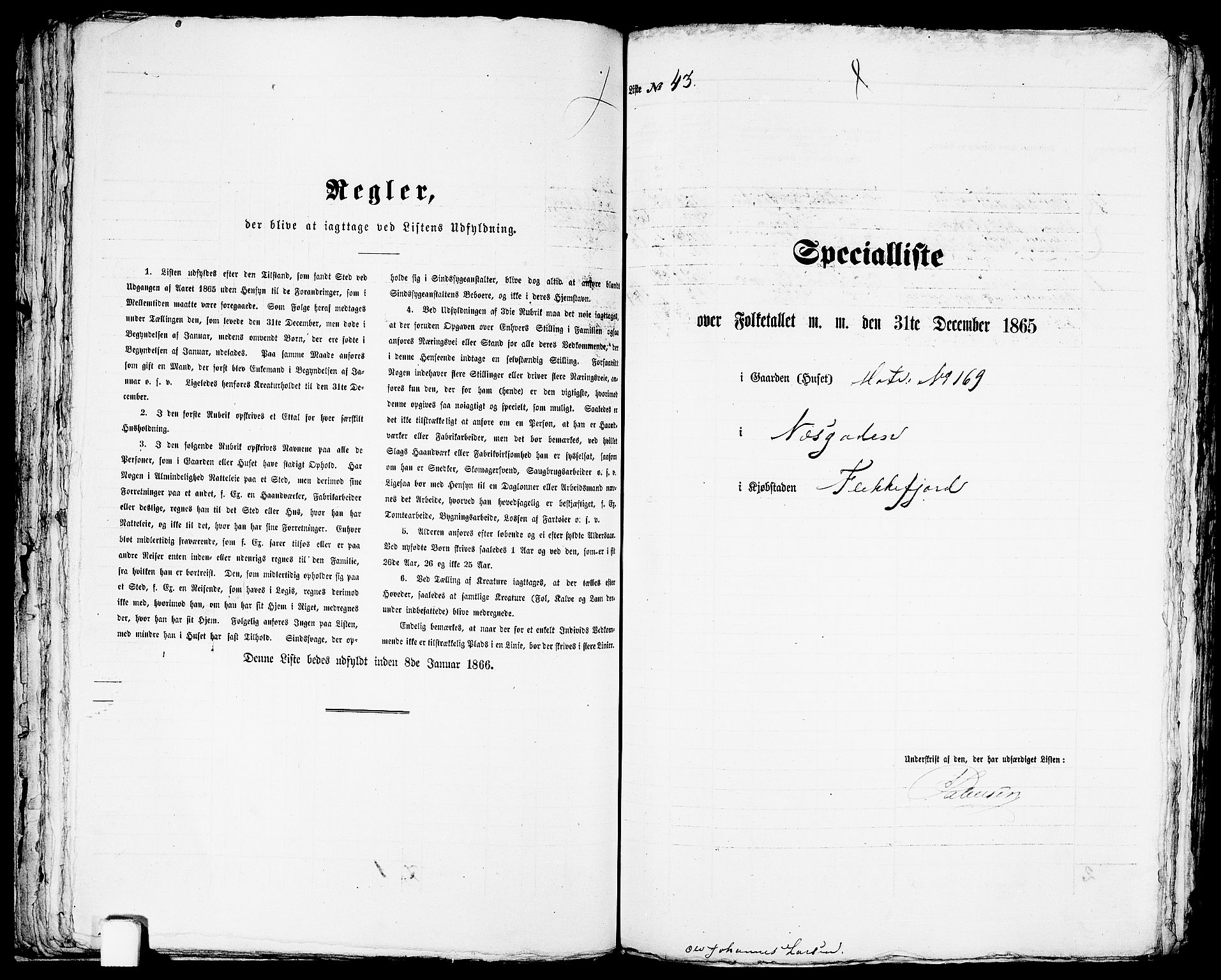 RA, Folketelling 1865 for 1004B Flekkefjord prestegjeld, Flekkefjord kjøpstad, 1865, s. 92