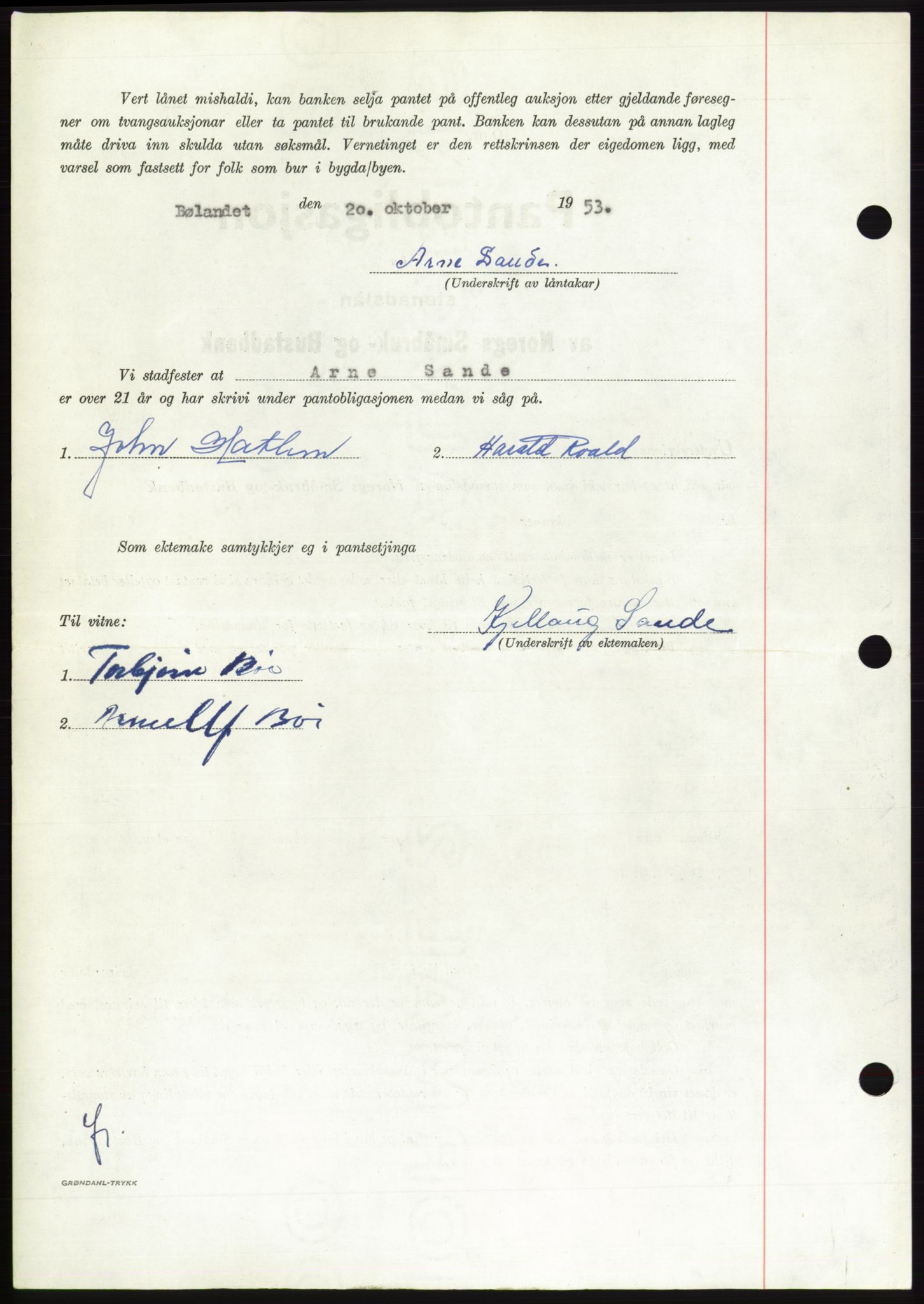 Søre Sunnmøre sorenskriveri, AV/SAT-A-4122/1/2/2C/L0124: Pantebok nr. 12B, 1953-1954, Dagboknr: 2864/1953