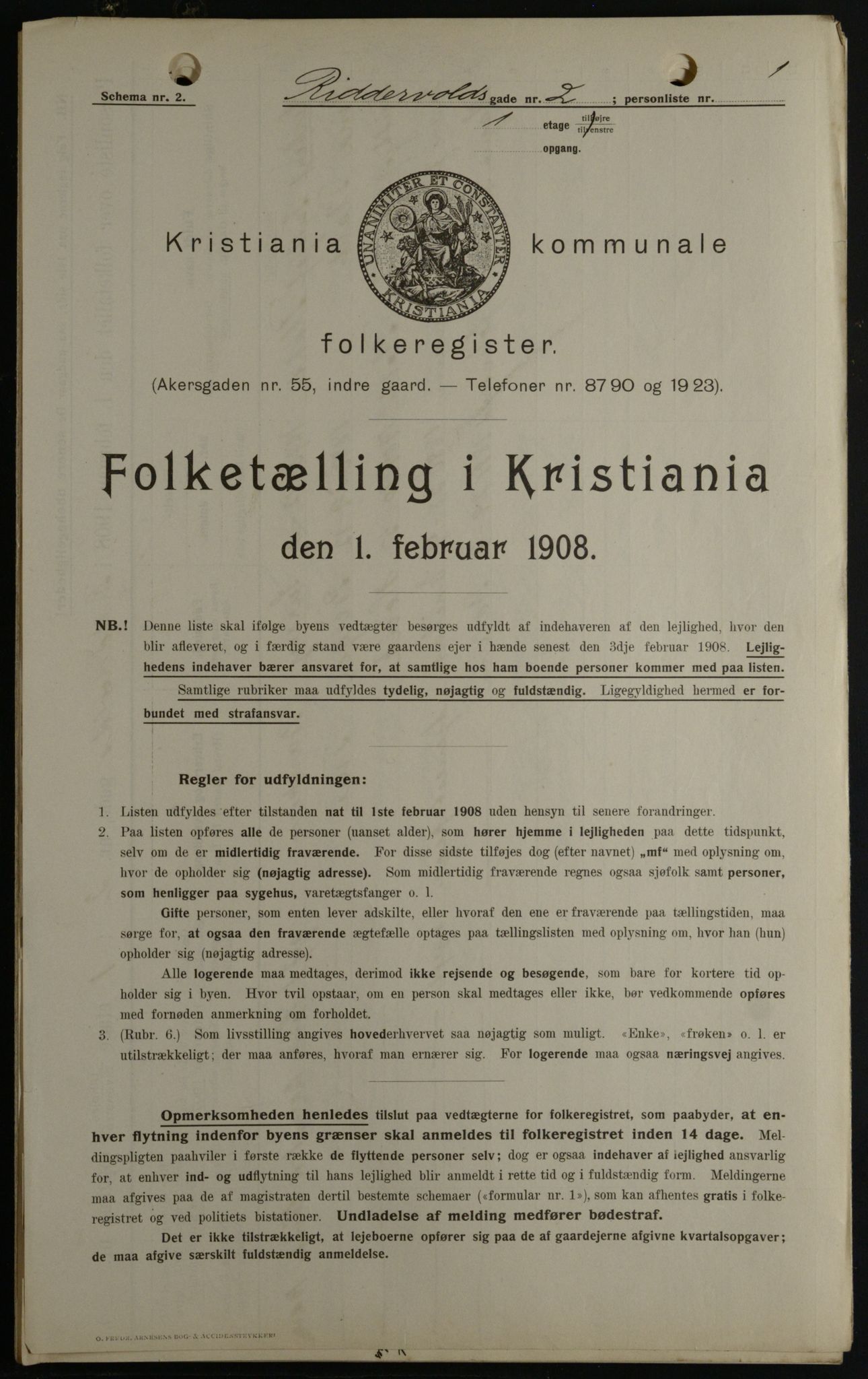 OBA, Kommunal folketelling 1.2.1908 for Kristiania kjøpstad, 1908, s. 74606