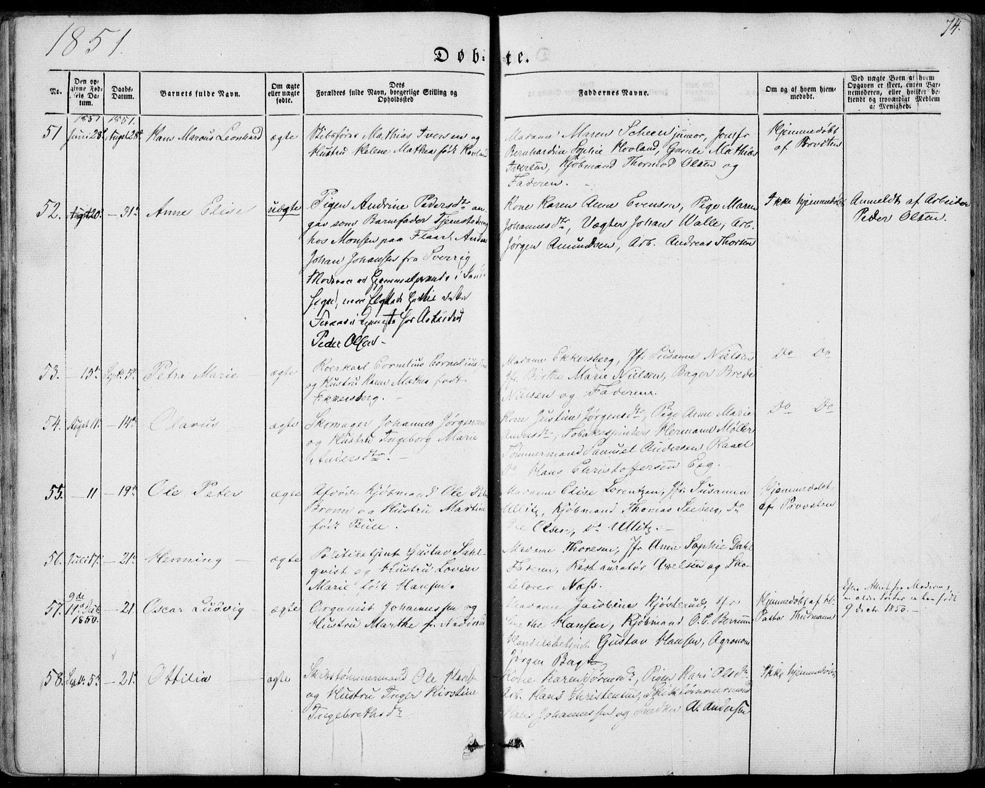 Tønsberg kirkebøker, AV/SAKO-A-330/F/Fa/L0007: Ministerialbok nr. I 7, 1845-1854, s. 74