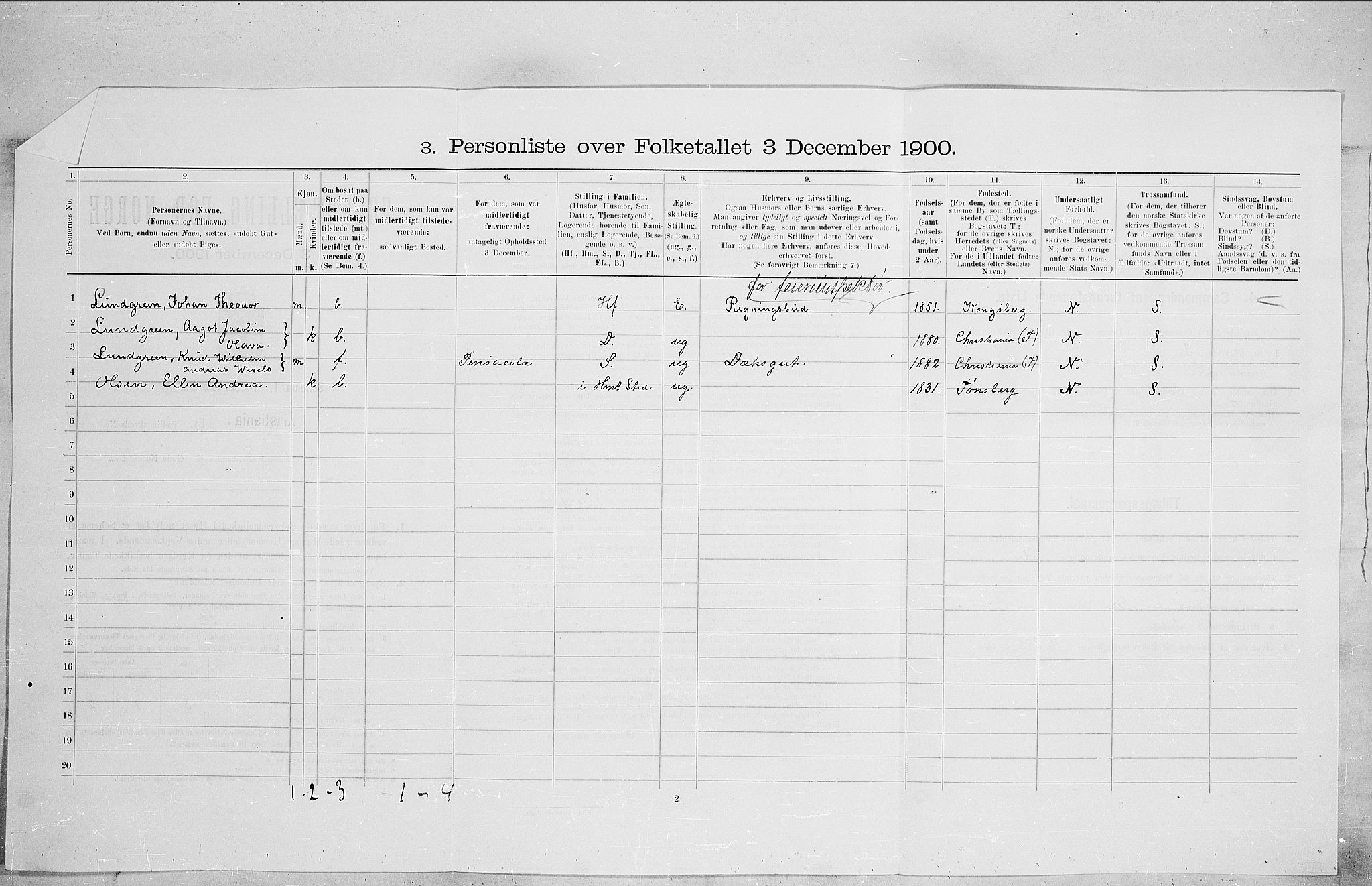 SAO, Folketelling 1900 for 0301 Kristiania kjøpstad, 1900, s. 63449