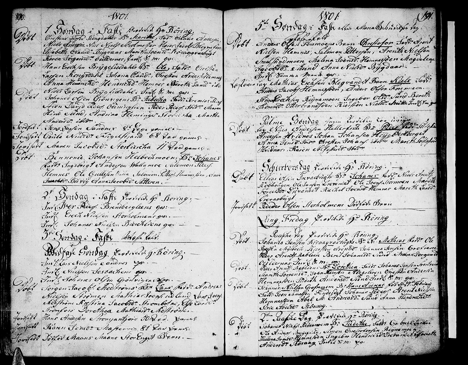 Ministerialprotokoller, klokkerbøker og fødselsregistre - Nordland, AV/SAT-A-1459/825/L0349: Ministerialbok nr. 825A05 /1, 1789-1806, s. 190-191