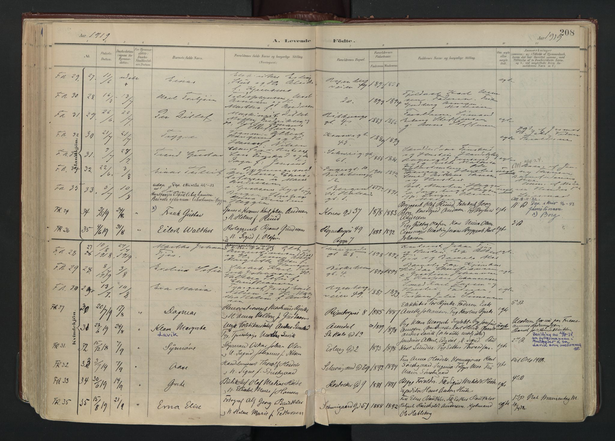 Gamlebyen prestekontor Kirkebøker, AV/SAO-A-10884/F/Fa/L0010: Ministerialbok nr. 10, 1895-1935, s. 208