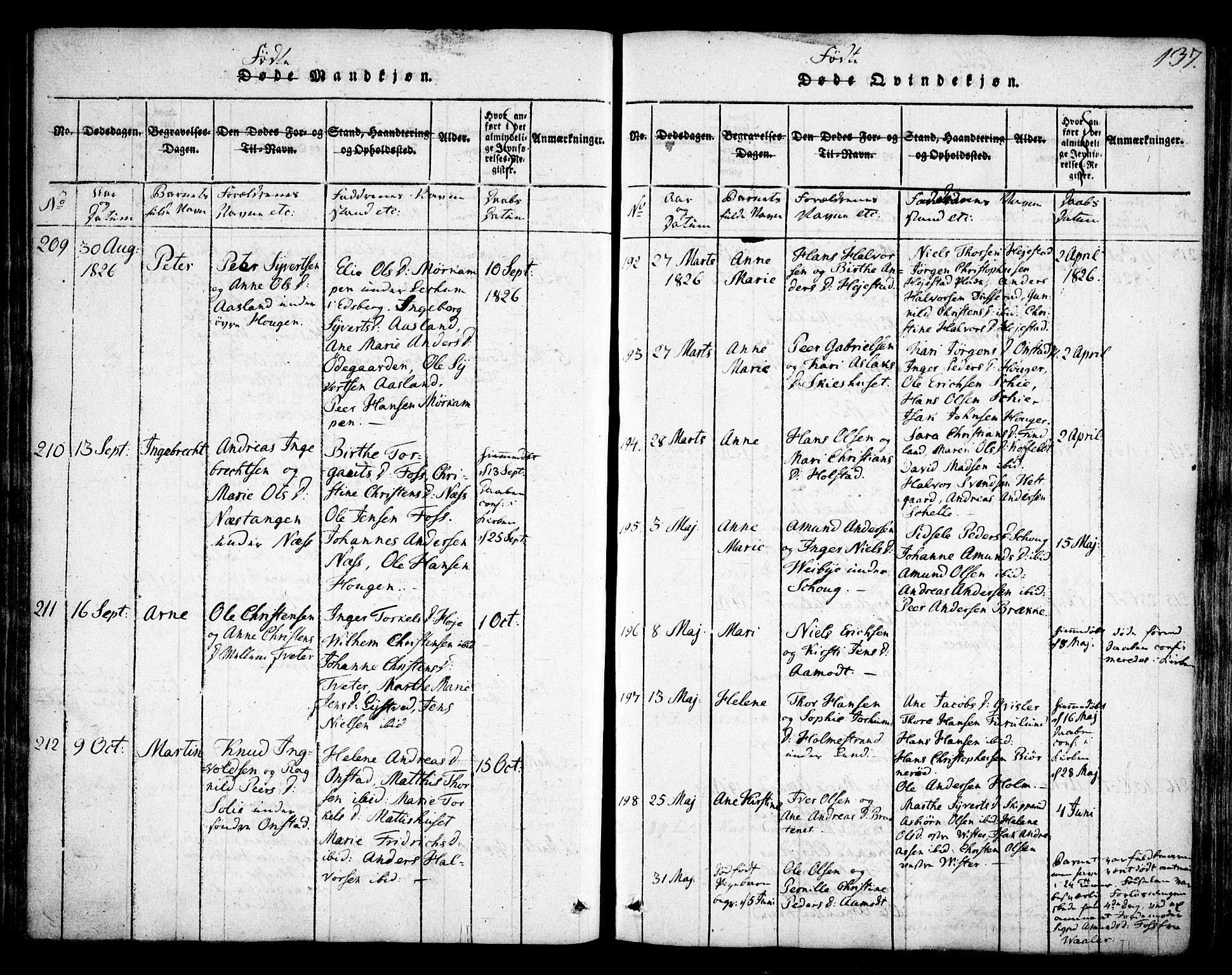 Skiptvet prestekontor Kirkebøker, AV/SAO-A-20009/F/Fa/L0005: Ministerialbok nr. 5, 1814-1838, s. 137