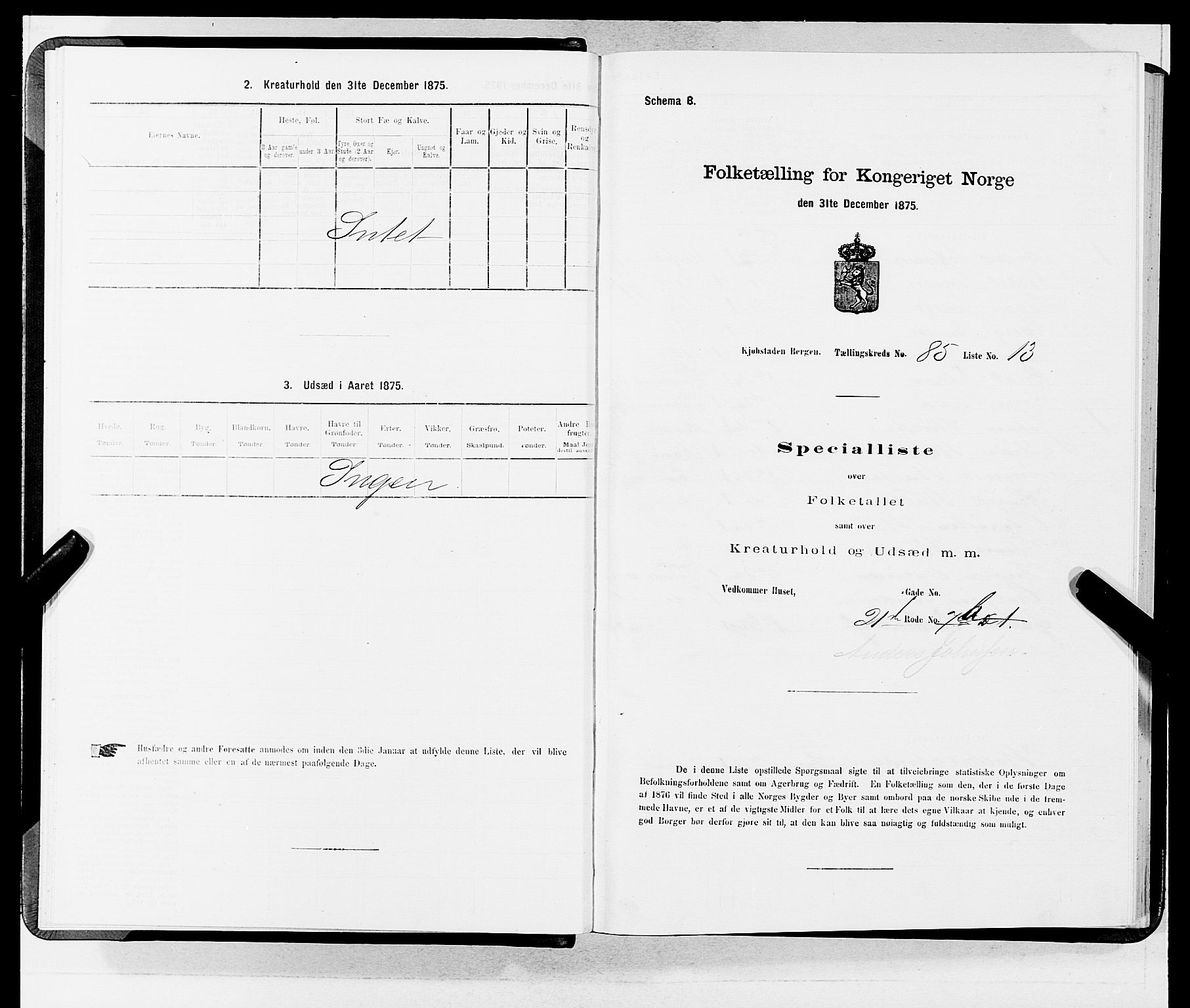 SAB, Folketelling 1875 for 1301 Bergen kjøpstad, 1875, s. 4585