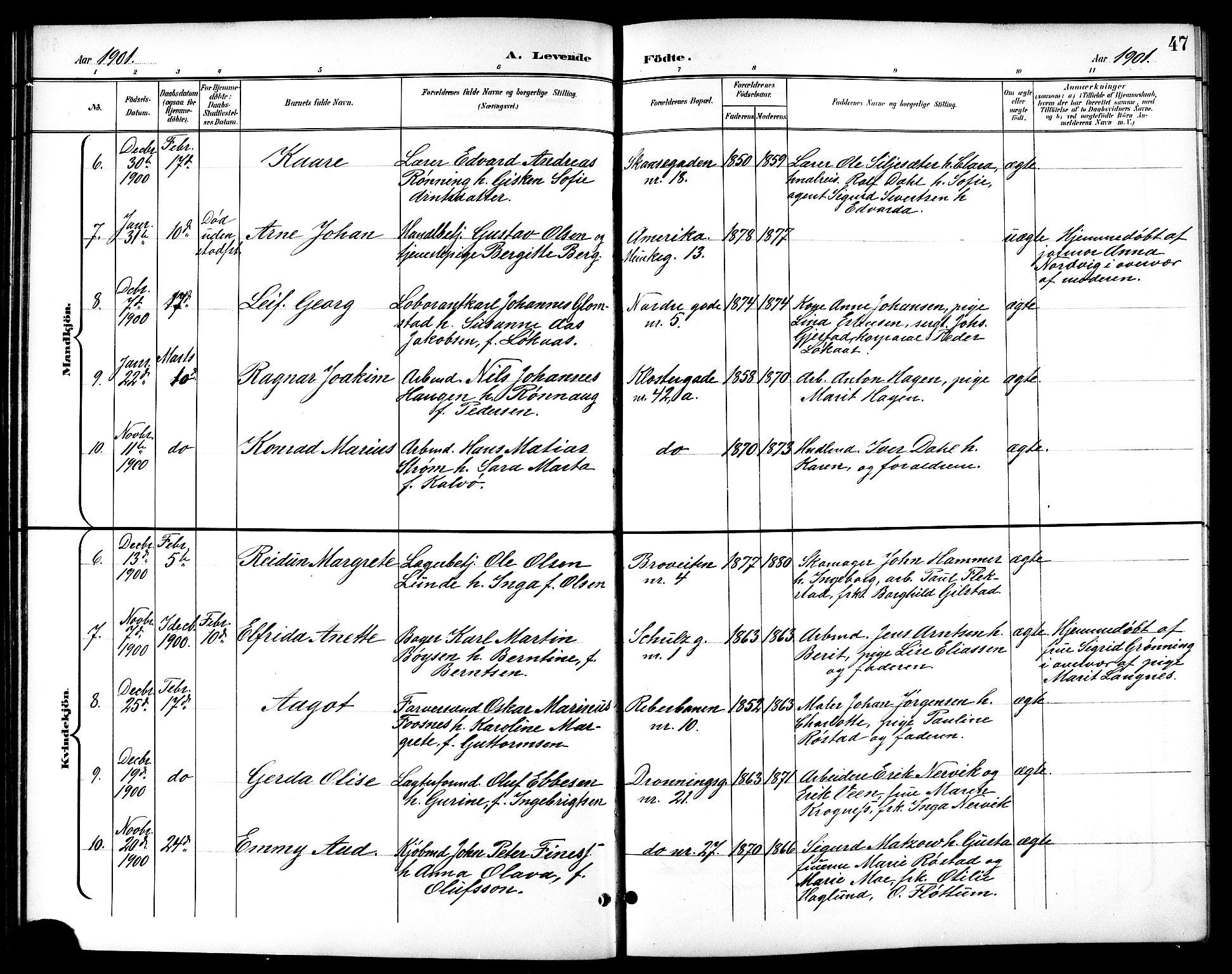 Ministerialprotokoller, klokkerbøker og fødselsregistre - Sør-Trøndelag, SAT/A-1456/601/L0094: Klokkerbok nr. 601C12, 1898-1911, s. 47