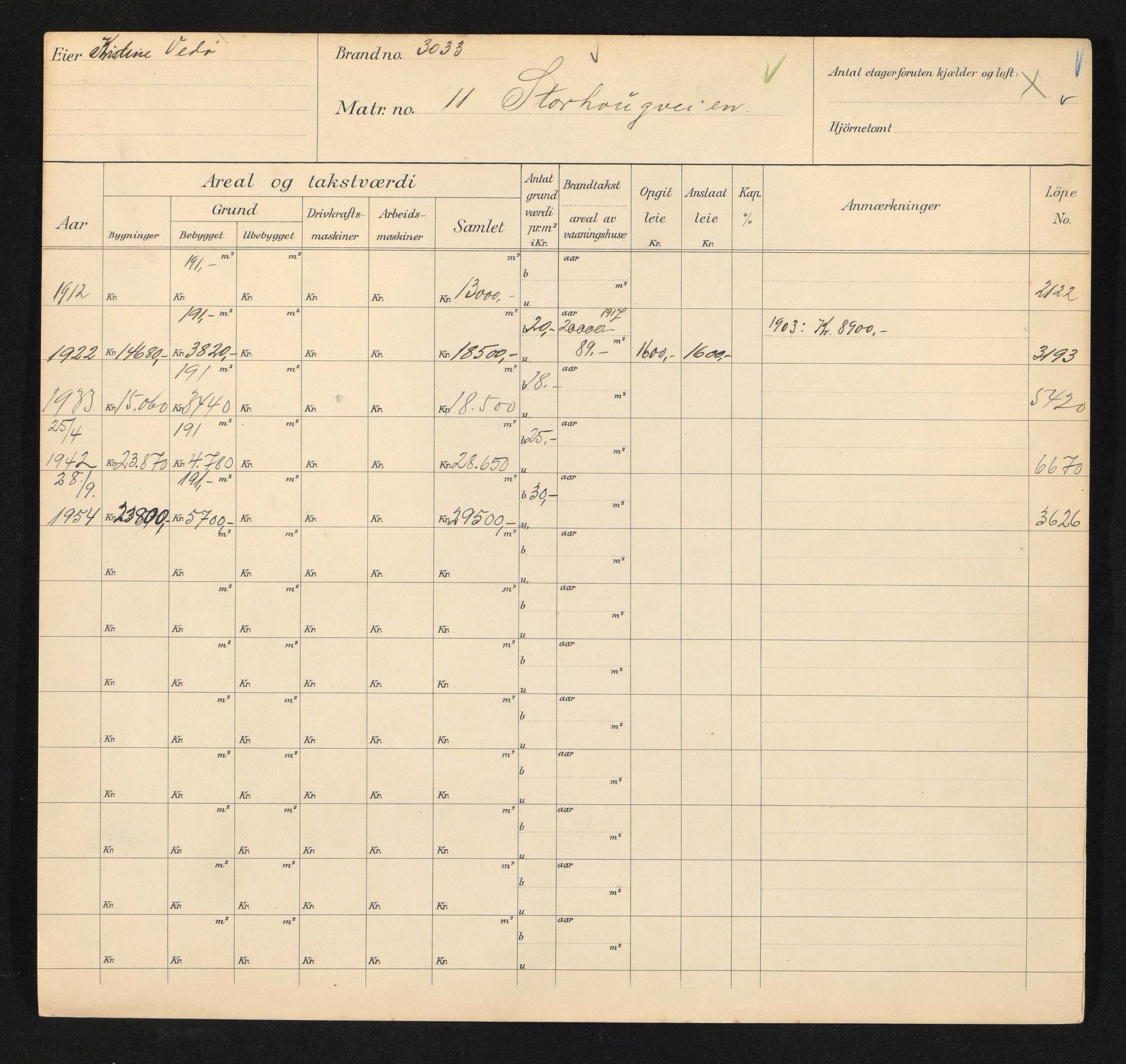 Stavanger kommune. Skattetakstvesenet, BYST/A-0440/F/Fa/Faa/L0041/0003: Skattetakstkort / Storhaugveien 9 - Stranddalsveien - Strandkaien - Strømvig - Styrmannsveien 24a