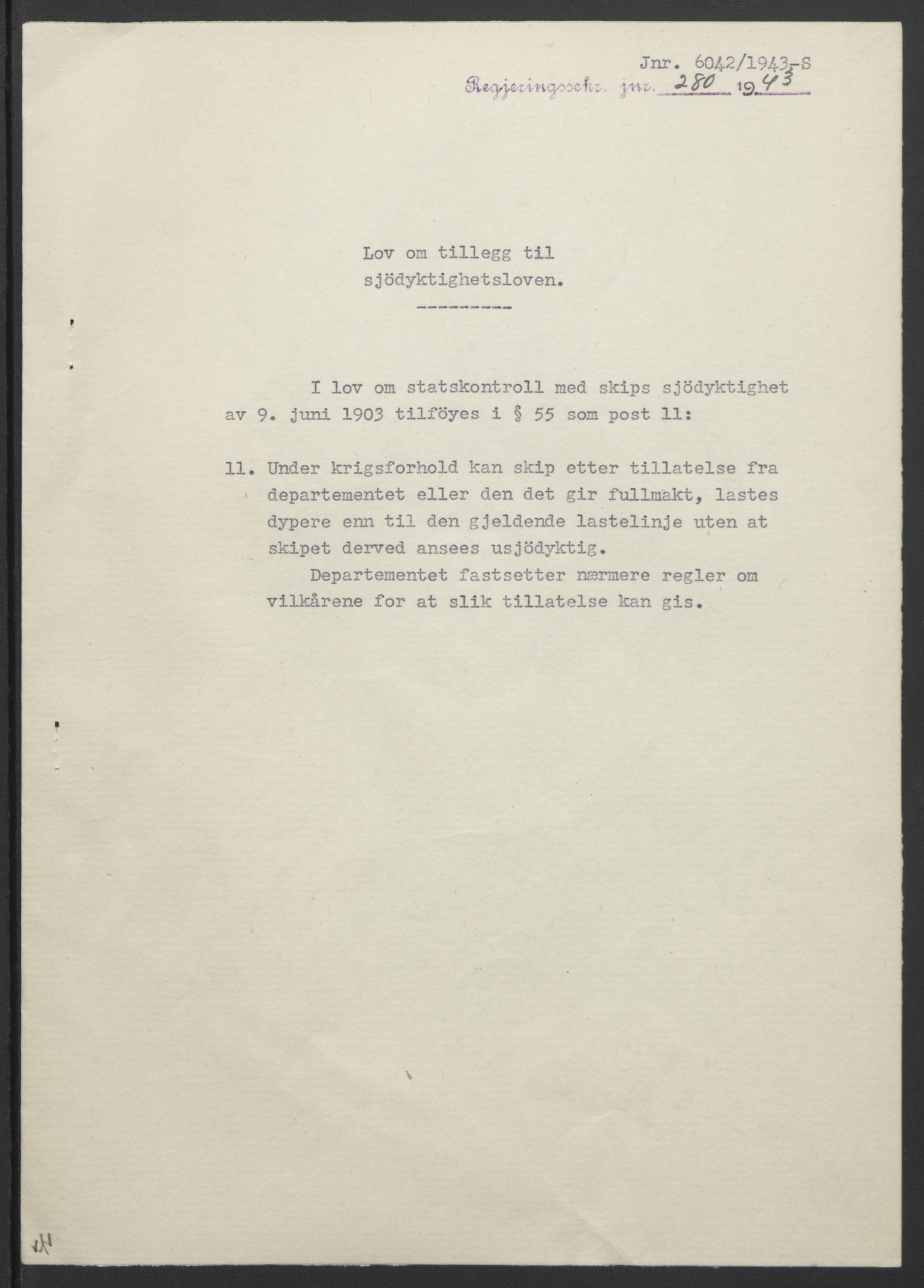 NS-administrasjonen 1940-1945 (Statsrådsekretariatet, de kommisariske statsråder mm), RA/S-4279/D/Db/L0099: Lover, 1943, s. 534