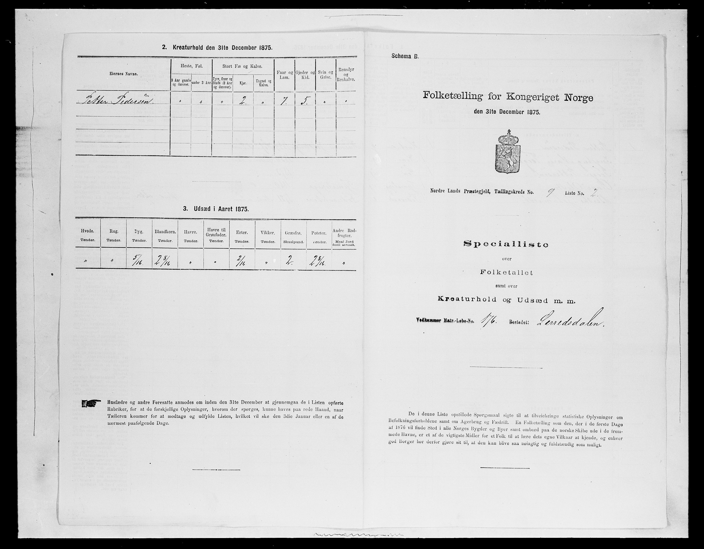 SAH, Folketelling 1875 for 0538P Nordre Land prestegjeld, 1875, s. 1443