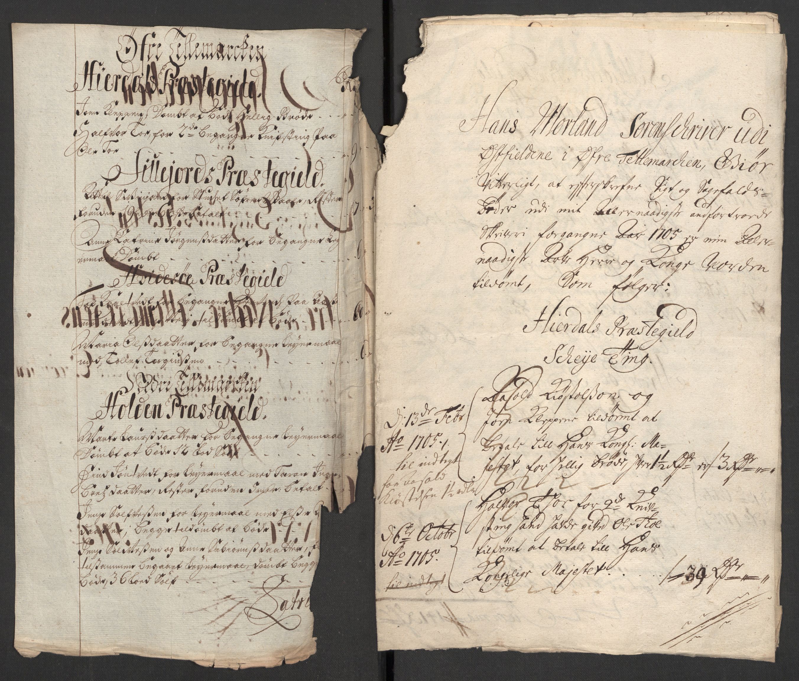 Rentekammeret inntil 1814, Reviderte regnskaper, Fogderegnskap, AV/RA-EA-4092/R36/L2113: Fogderegnskap Øvre og Nedre Telemark og Bamble, 1705, s. 42