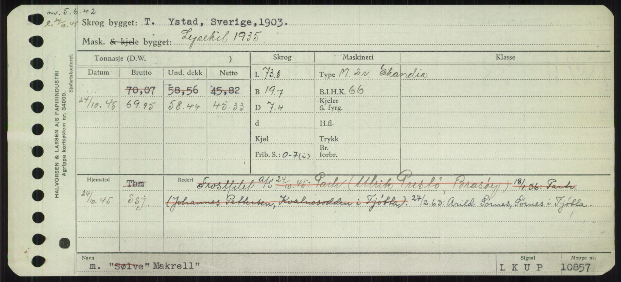 Sjøfartsdirektoratet med forløpere, Skipsmålingen, RA/S-1627/H/Ha/L0003/0002: Fartøy, Hilm-Mar / Fartøy, Kom-Mar, s. 843